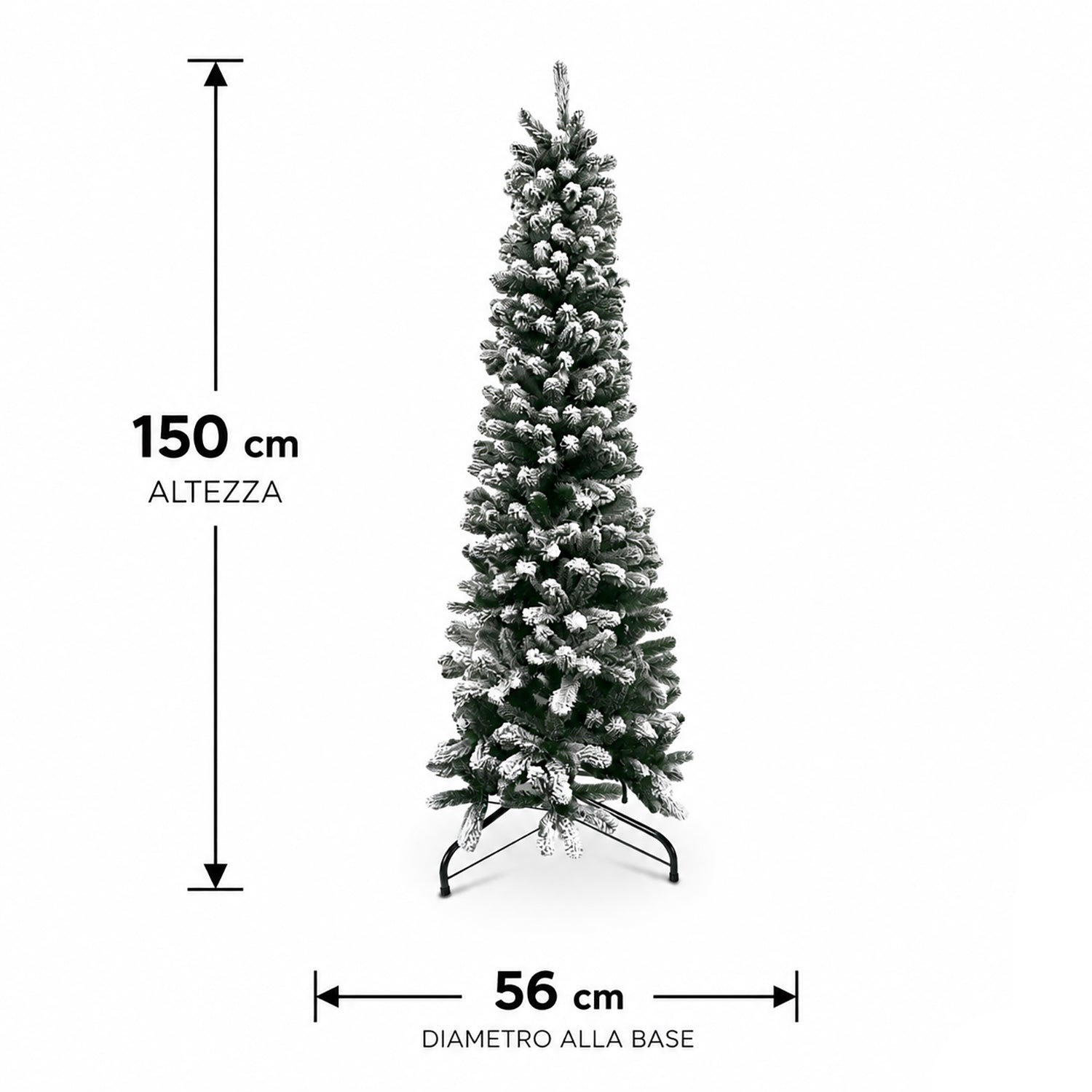 VESTIAMO CASA GRAN NATALE - Albero di Natale Artificiale Slim Aspen Innevato - h150 cm diametro alla base 56 cm