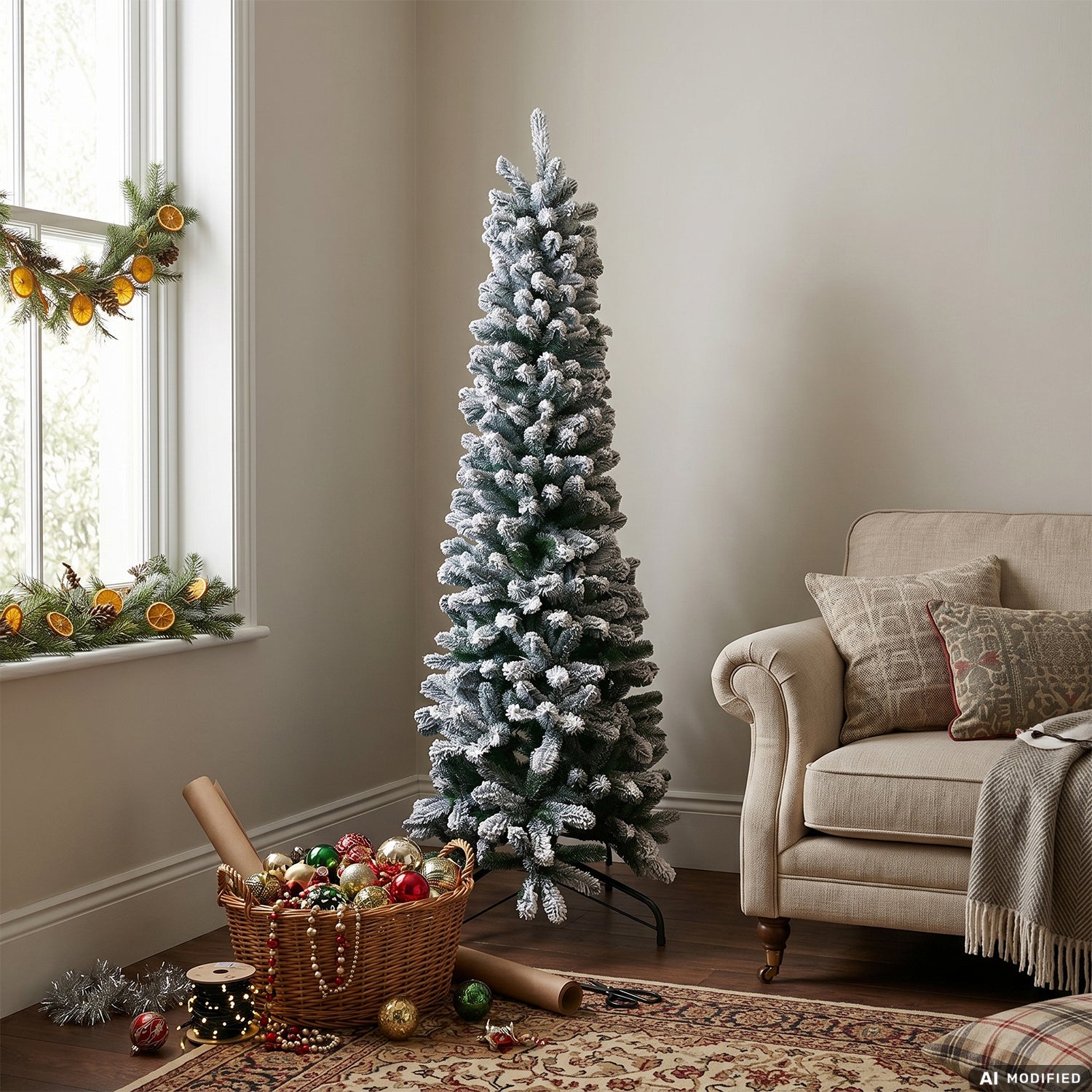 VESTIAMO CASA GRAN NATALE - Albero di Natale Artificiale Slim Aspen Innevato - h180 cm diametro alla base 66 cm