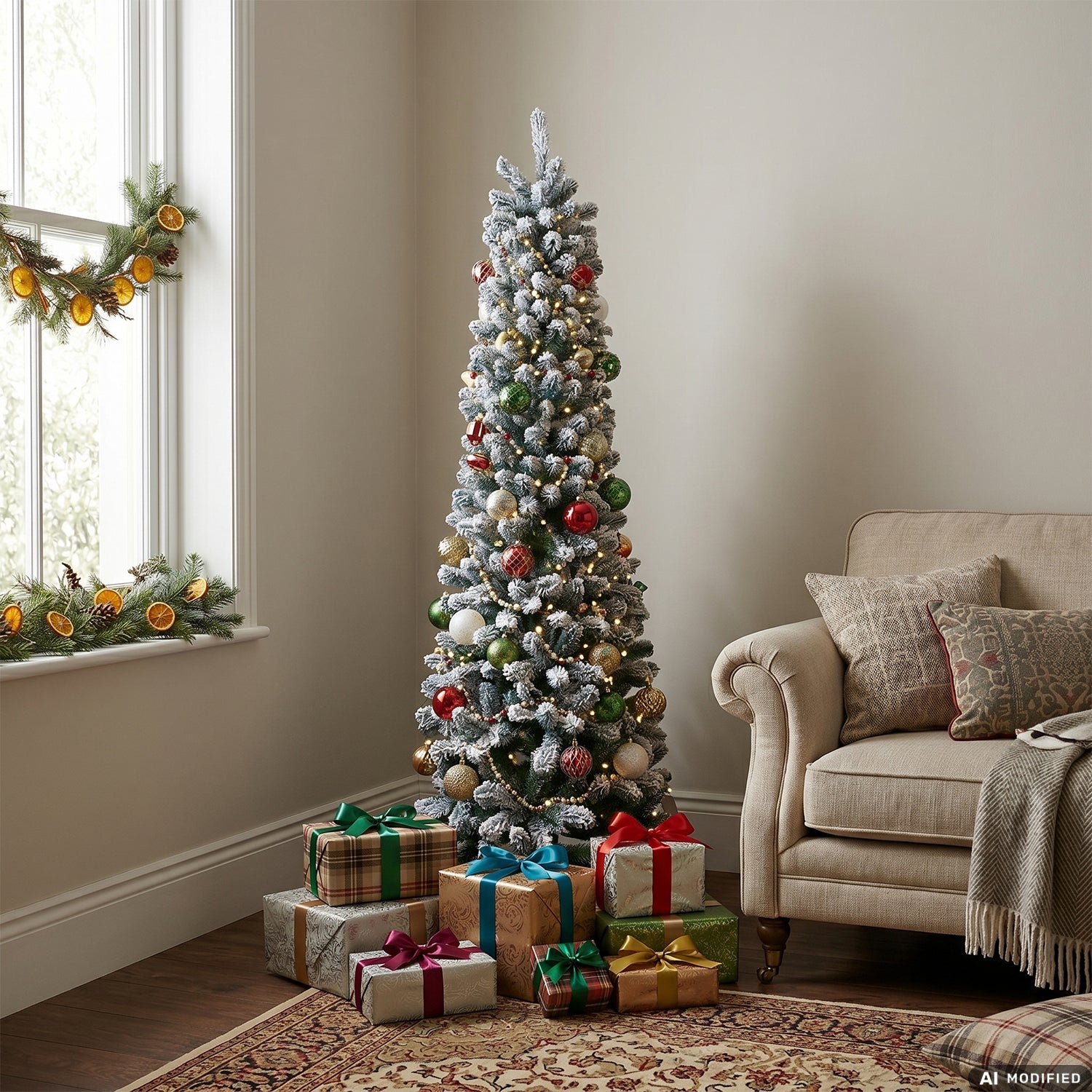 VESTIAMO CASA GRAN NATALE - Albero di Natale Artificiale Slim Aspen Innevato - h180 cm diametro alla base 66 cm
