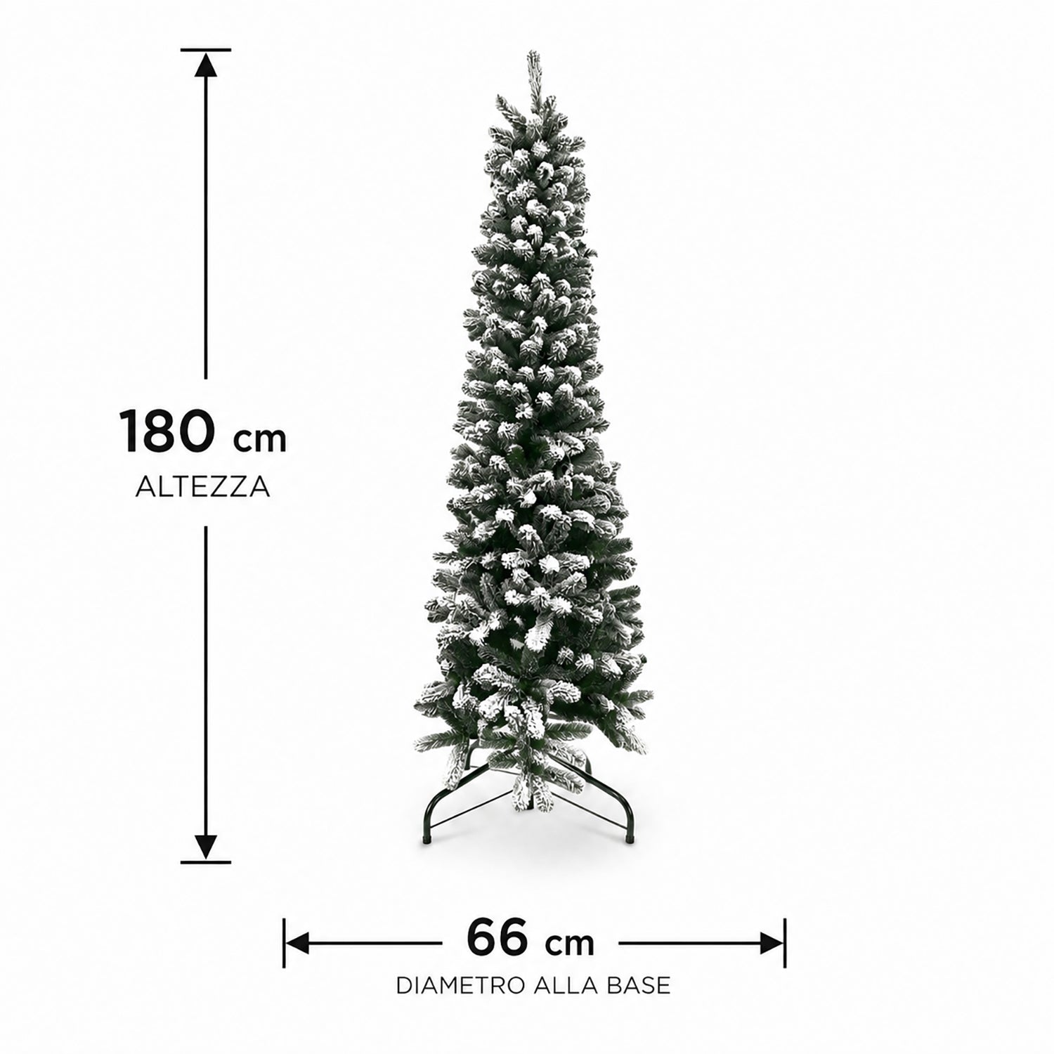 VESTIAMO CASA GRAN NATALE - Albero di Natale Artificiale Slim Aspen Innevato - h180 cm diametro alla base 66 cm