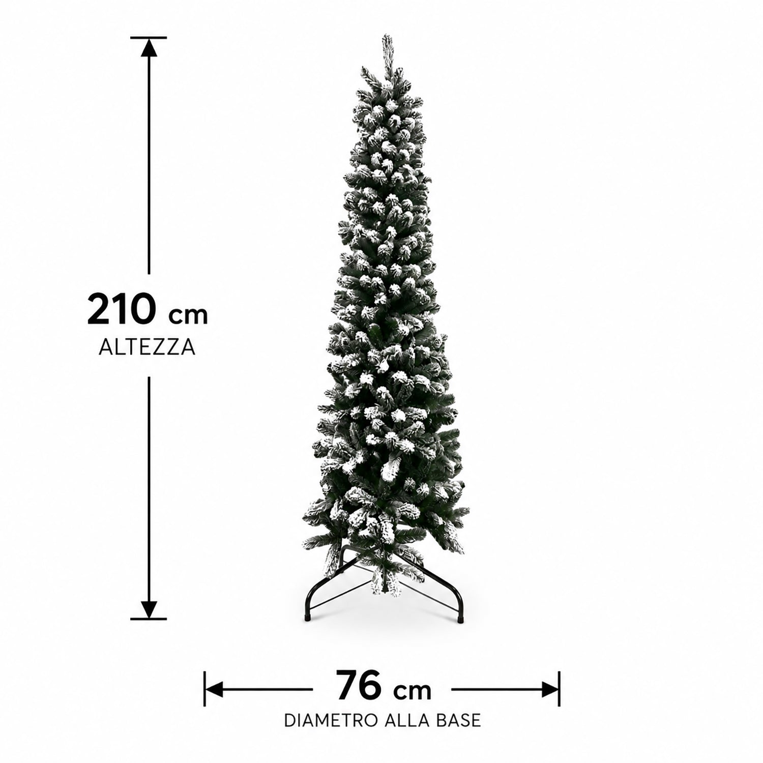 VESTIAMO CASA GRAN NATALE - Albero di Natale Artificiale Slim Aspen Innevato - h210 cm diametro alla base 76 cm