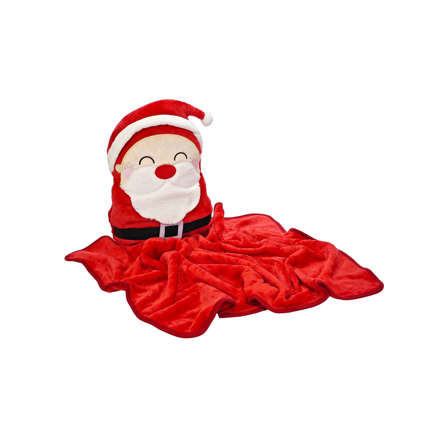 VESTIAMO CASA GRAN NATALE - Cuscino Natalizio 3 in 1 con Plaid e Scaldamani - Babbo Natale, Renna e Pupazzo di Neve
