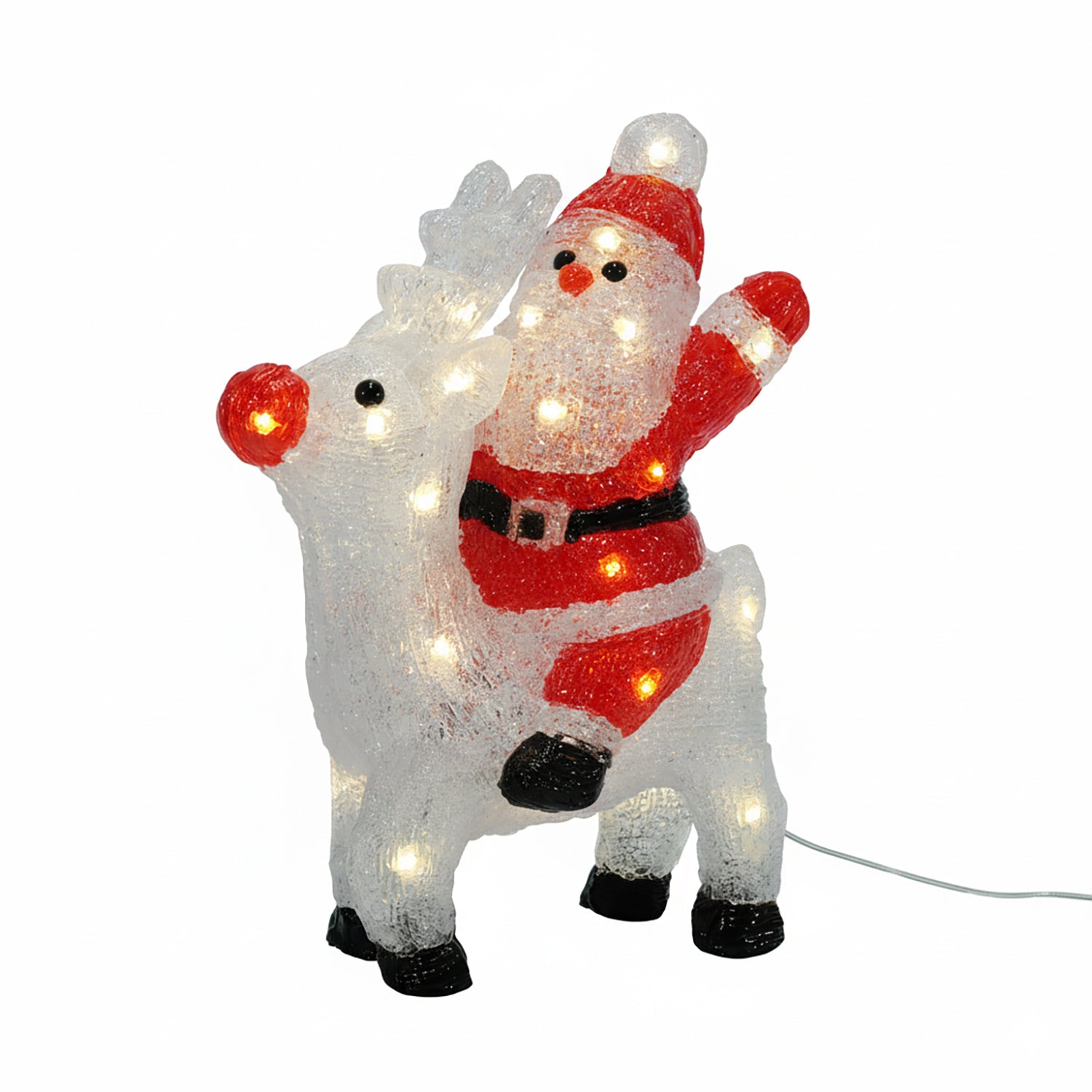 DICTROLUX - Babbo Natale sulla Renna 30 LED Bianco Caldo