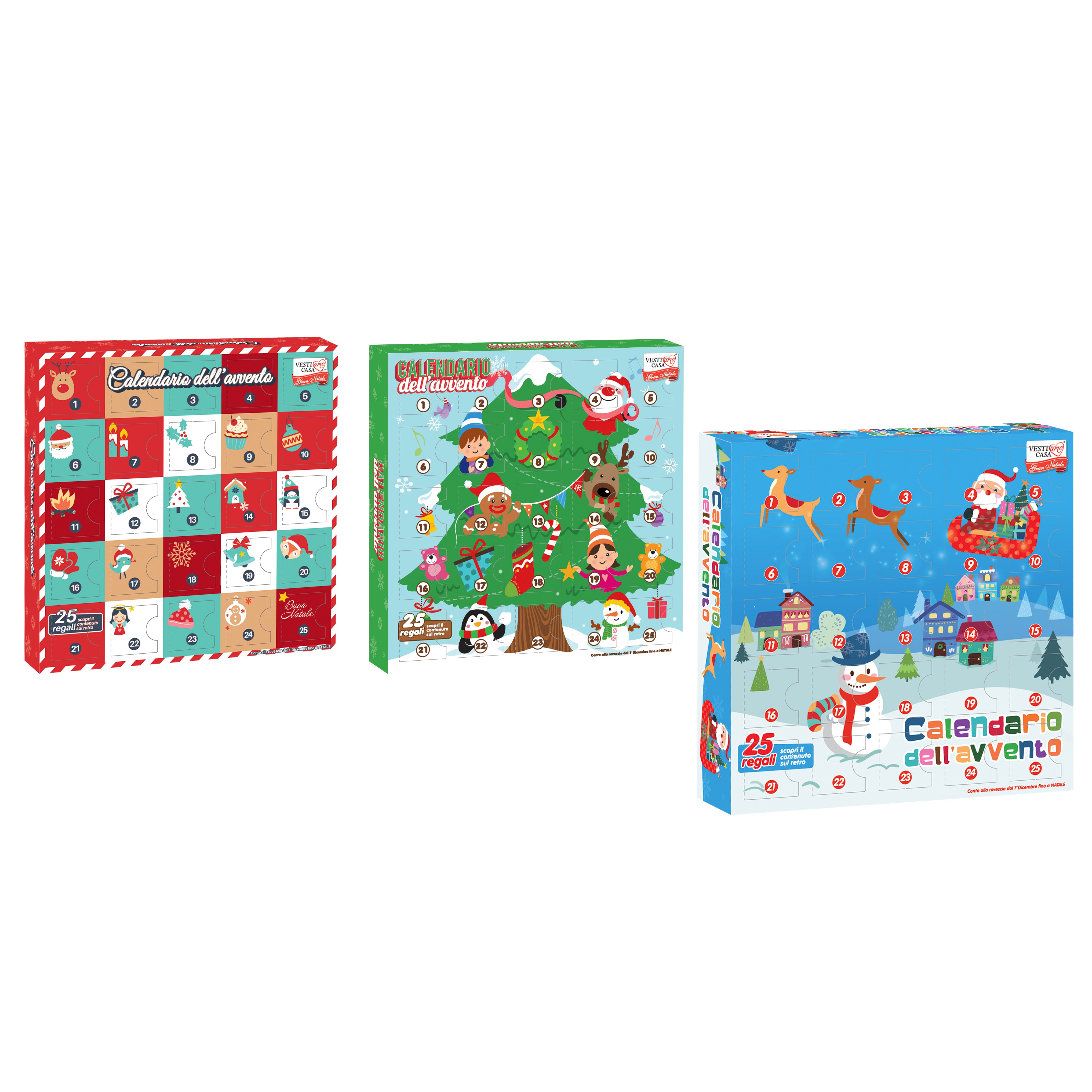 VESTIAMO CASA GRAN NATALE - Calendario dell’Avvento con 25 Gomme da Cancellare Natalizie Collezionabili