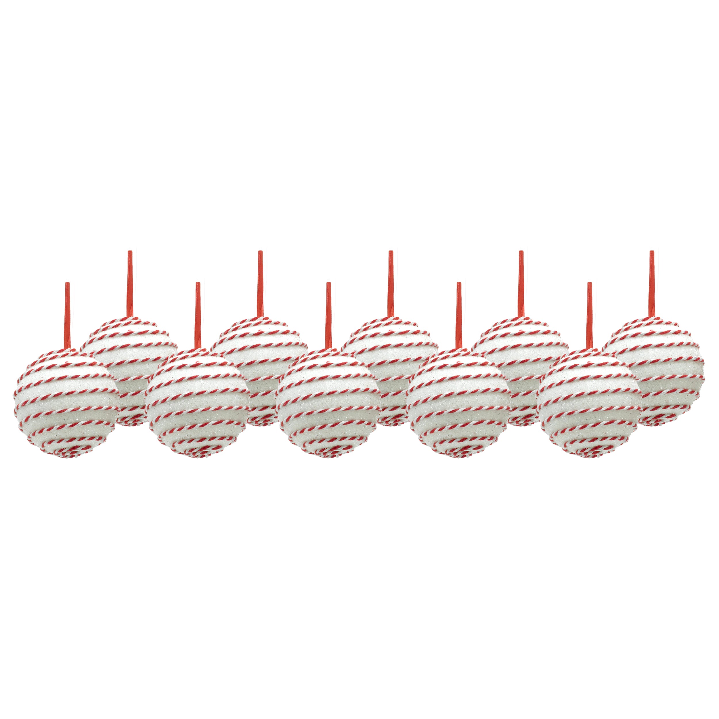 VESTIAMO CASA GRAN NATALE - Set 10 Palline di Natale con Glitter Bianco e Rosso diametro 6 cm