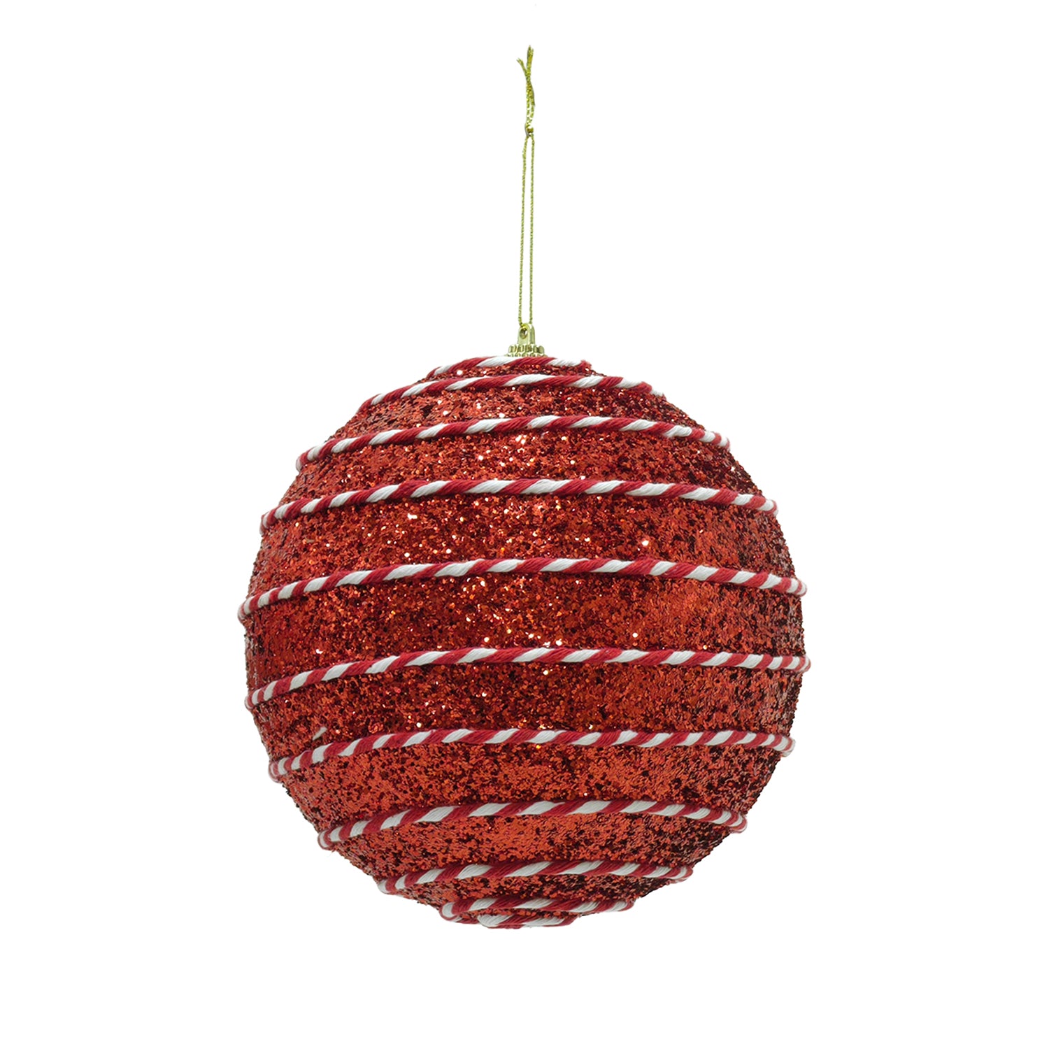 VESTIAMO CASA GRAN NATALE - Pallina di Natale con Glitter Rosso e Bianco diametro 15 cm