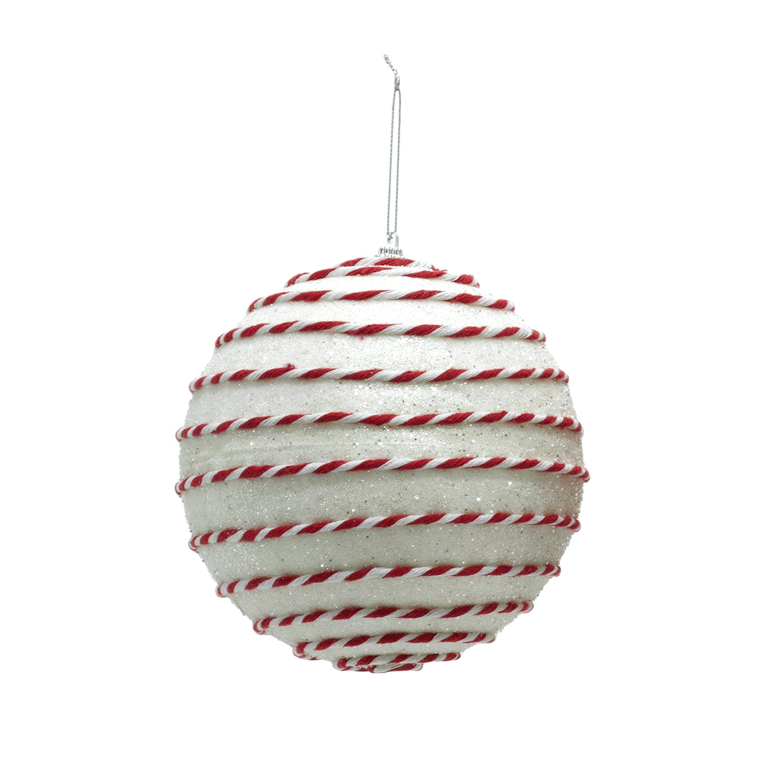 VESTIAMO CASA GRAN NATALE - Palla di Natale con Glitter Rosso e Bianco diametro 15 cm