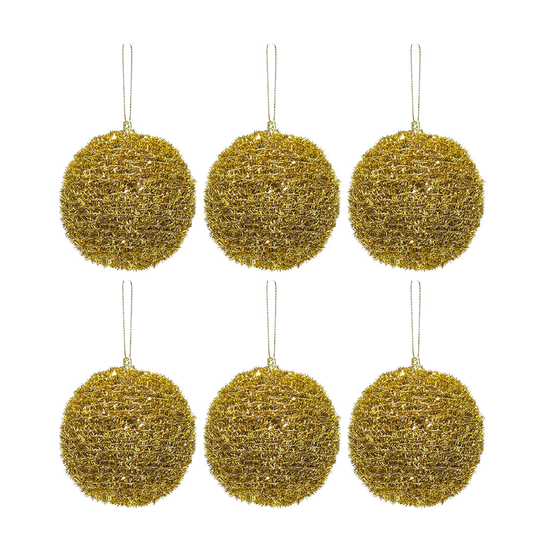 VESTIAMO CASA GRAN NATALE - Palle di Natale Oro Glitterate diametro 8 cm - set 6 pezzi