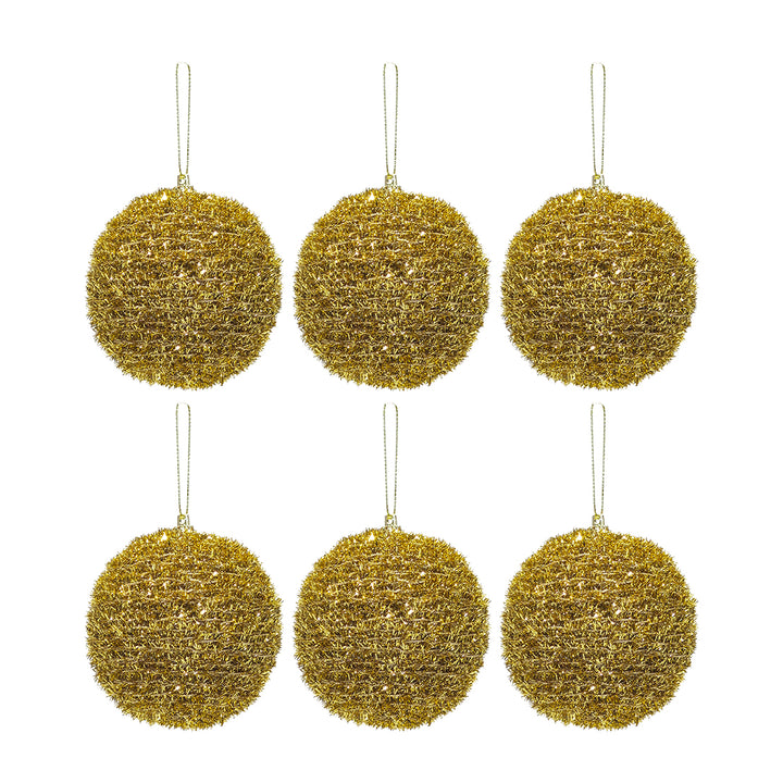 VESTIAMO CASA GRAN NATALE - Palle di Natale Oro Glitterate diametro 8 cm - set 6 pezzi