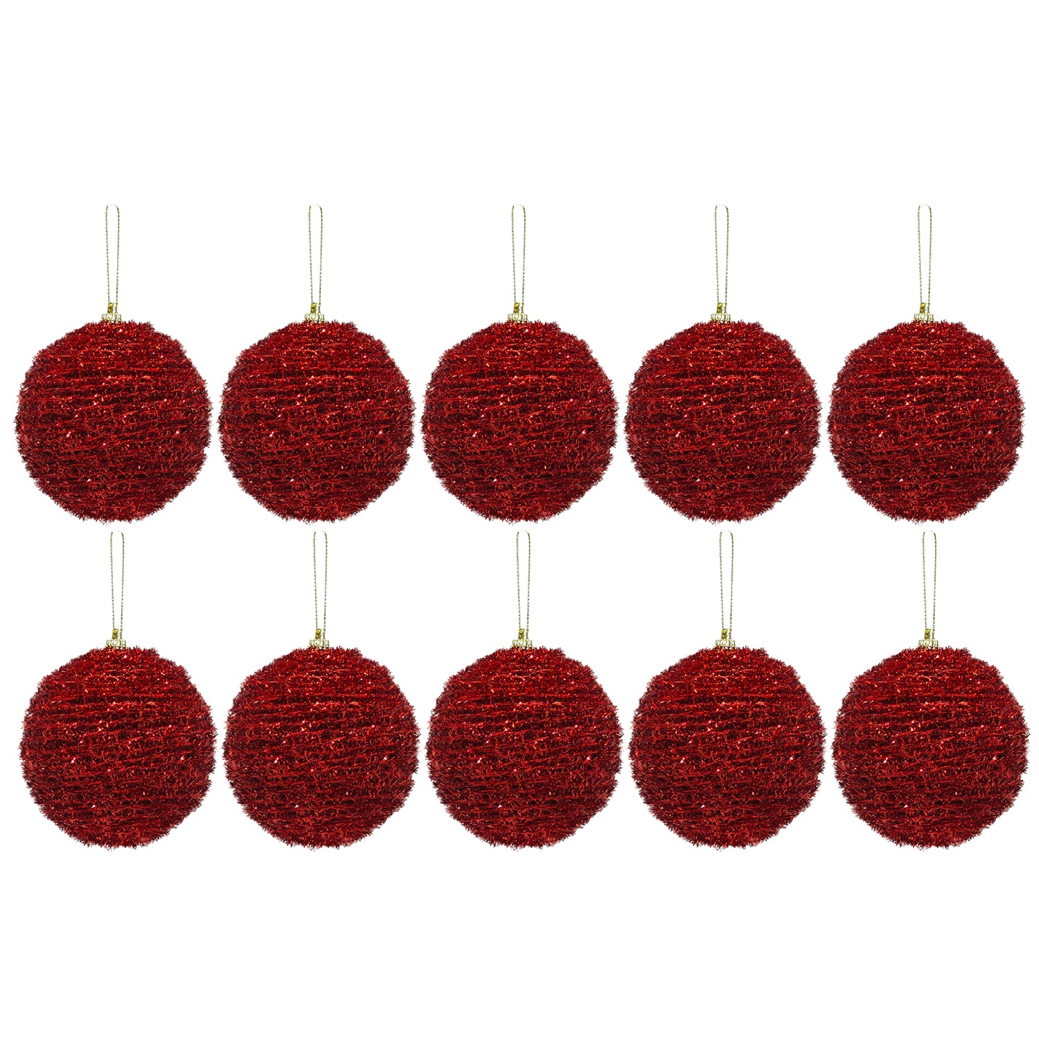 VESTIAMO CASA GRAN NATALE - Palle di Natale Rosse Glitterate diametro 6 cm - set 10 pezzi