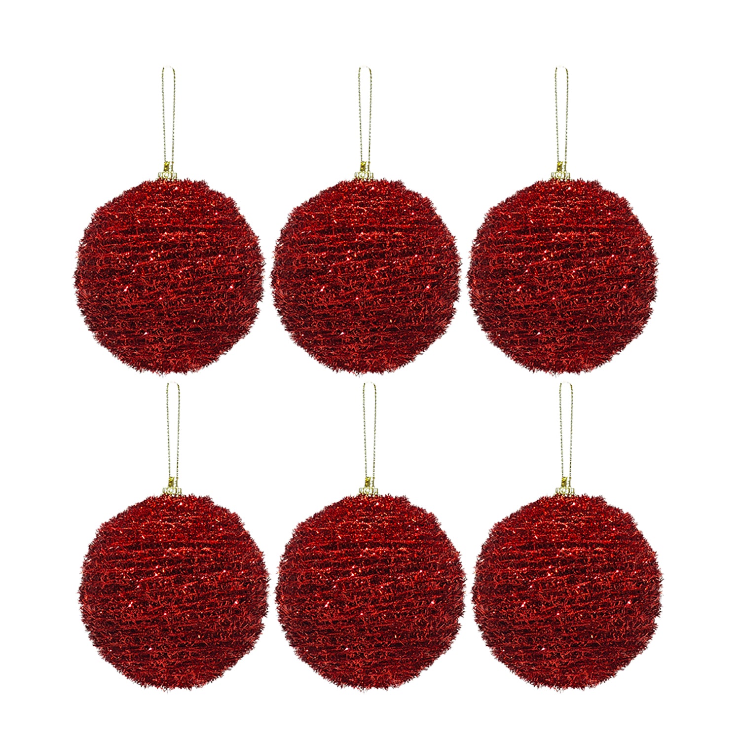 VESTIAMO CASA GRAN NATALE - Palle di Natale Rosse Glitterate diametro 8 cm - set 6 pezzi