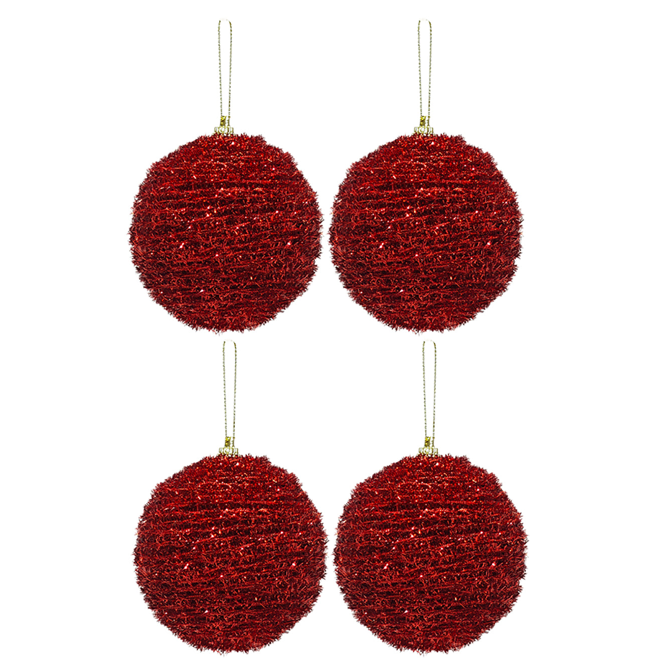 VESTIAMO CASA GRAN NATALE - Palle di Natale Rosse Glitterate diametro 10 cm - set 4 pezzi