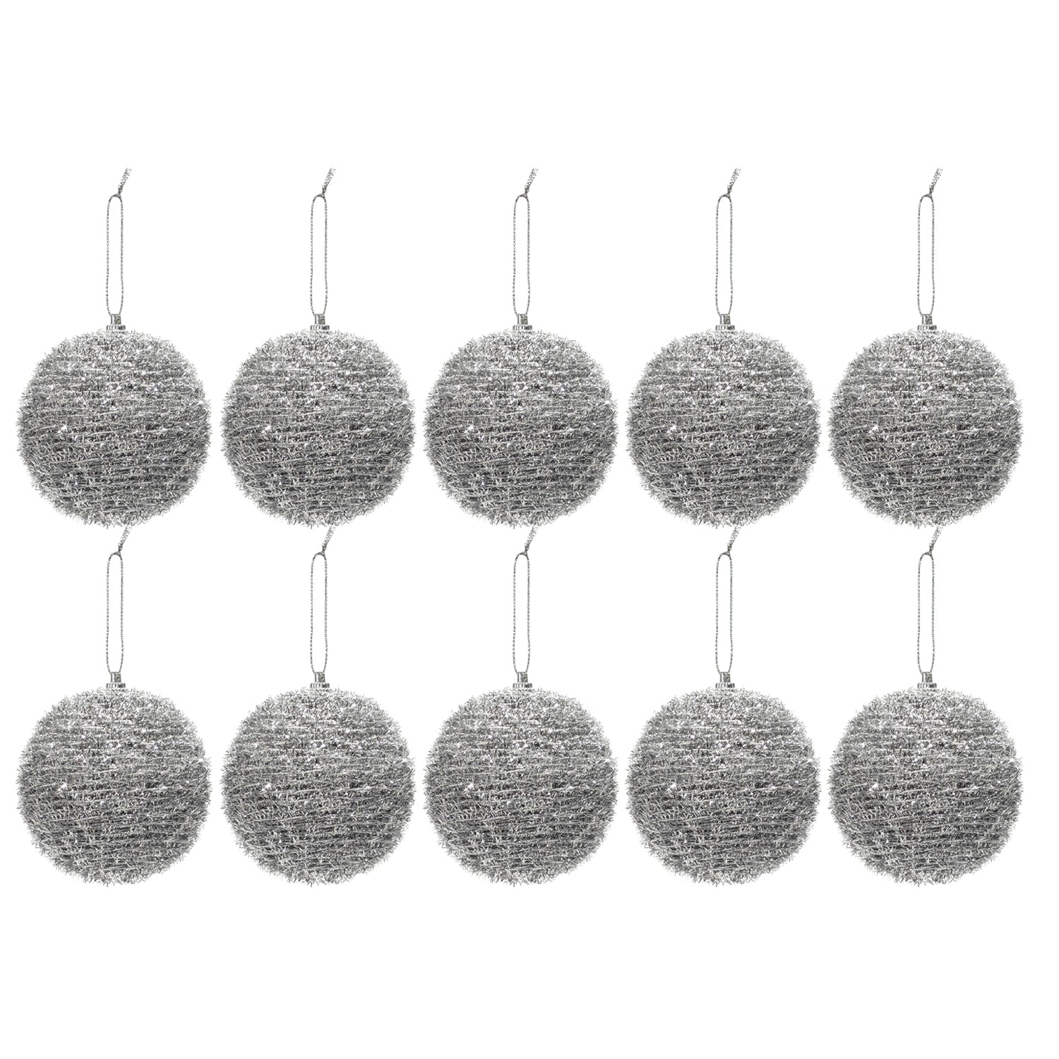 VESTIAMO CASA GRAN NATALE - Palle di Natale Silver Glitterate diametro 6 cm - set 10 pezzi