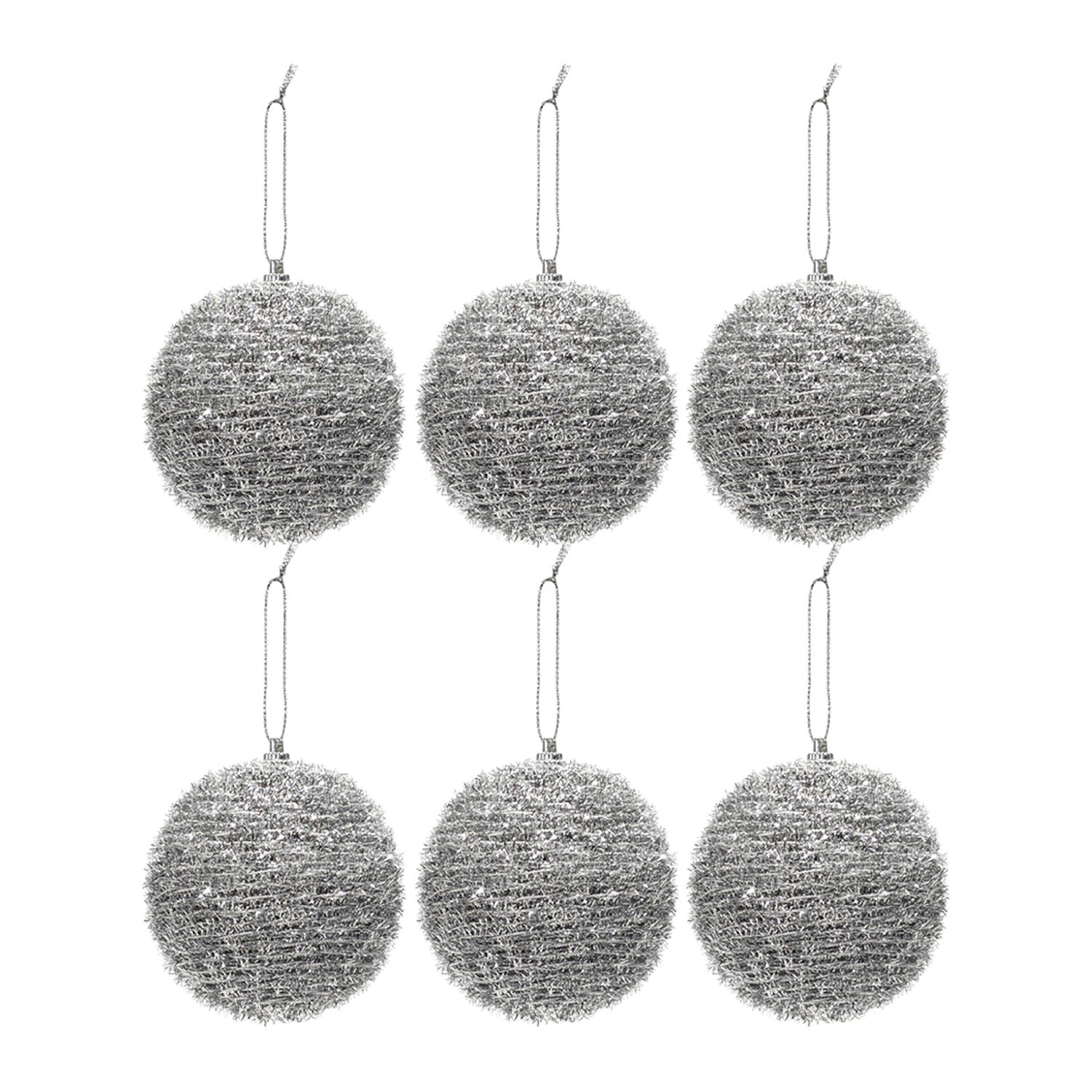 VESTIAMO CASA GRAN NATALE - Palle di Natale Silver Glitterate diametro 8 cm - set 6 pezzi