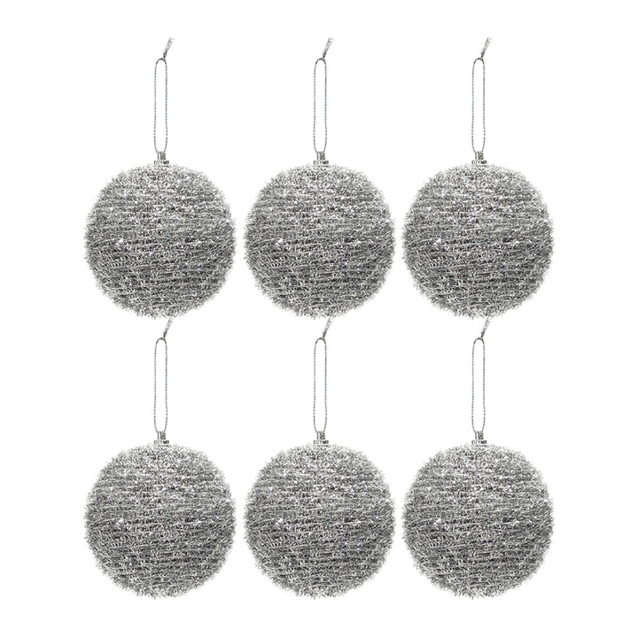 VESTIAMO CASA GRAN NATALE - Palle di Natale Silver Glitterate diametro 8 cm - set 6 pezzi