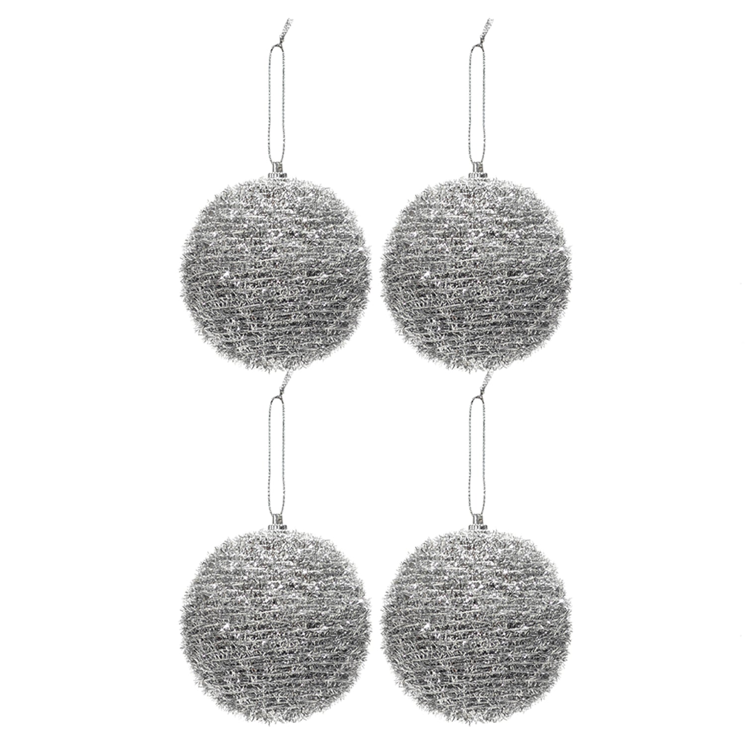 VESTIAMO CASA GRAN NATALE - Palle di Natale Silver Glitterate diametro 10 cm - set 4 pezzi