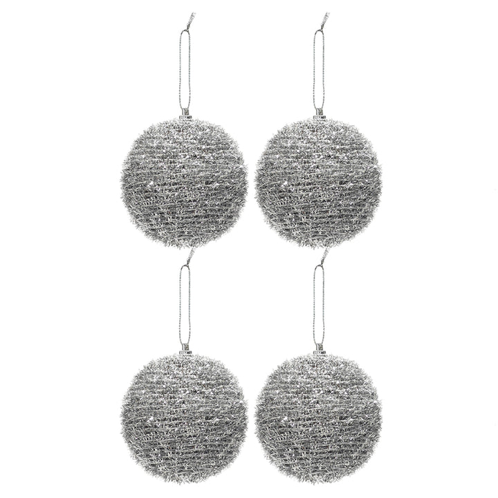 VESTIAMO CASA GRAN NATALE - Palle di Natale Silver Glitterate diametro 10 cm - set 4 pezzi