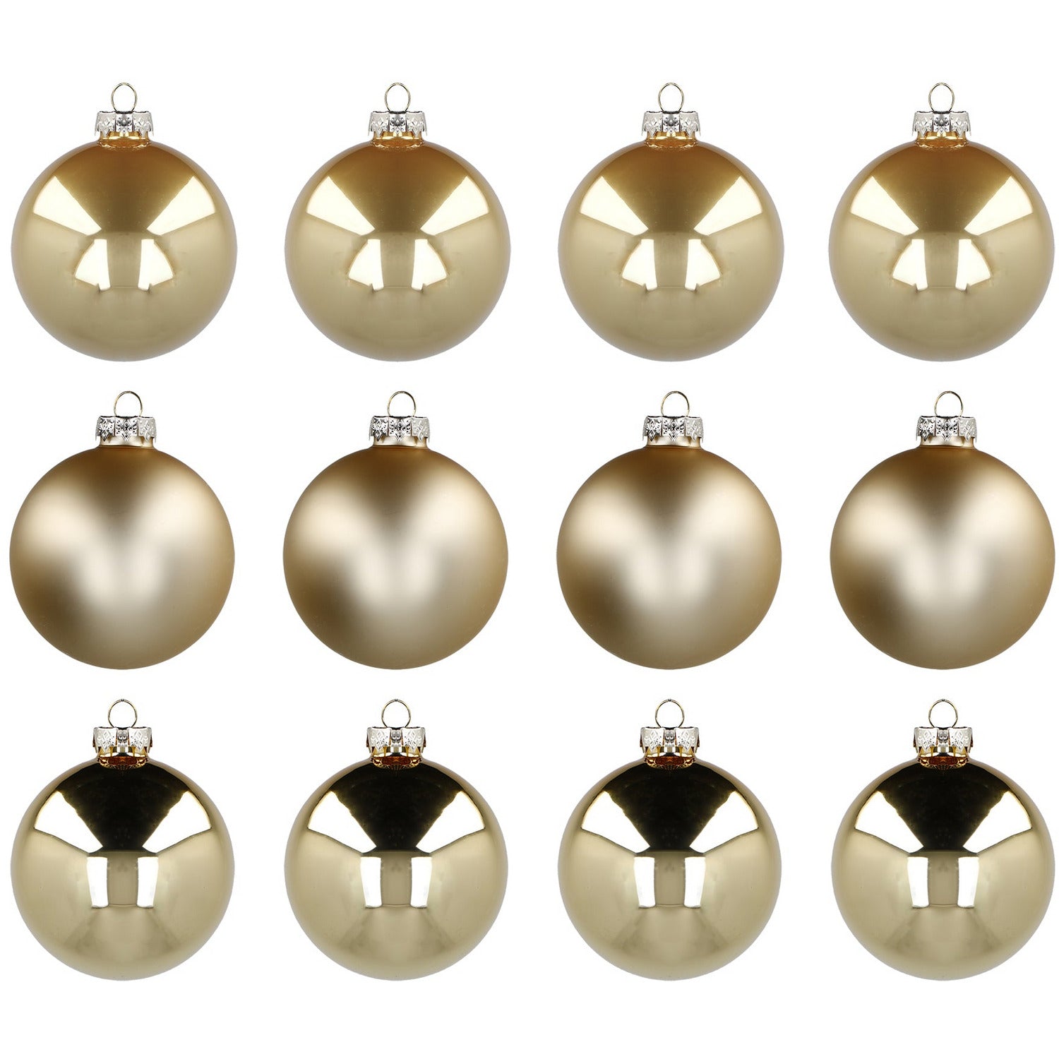 VESTIAMO CASA GRAN NATALE - Set 12 Palline di Natale in Vetro Soffiato Oro diametro 6 cm