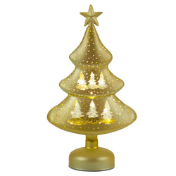 DICTROLUX - Albero Luminoso Oro in vetro 10 Led Bianco Caldo - altezza 32 cm