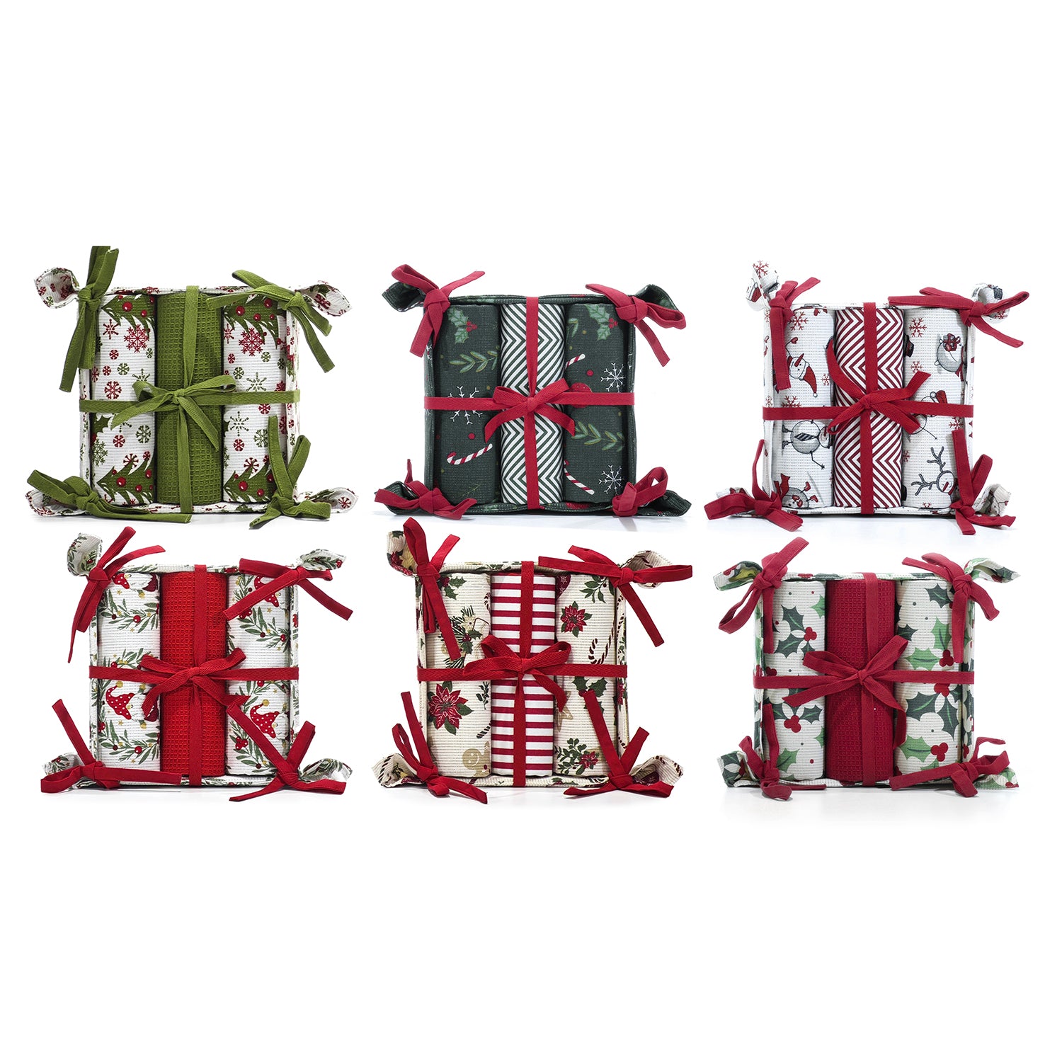 VESTIAMO CASA GRAN NATALE - Set 3 Strofinacci con cestino