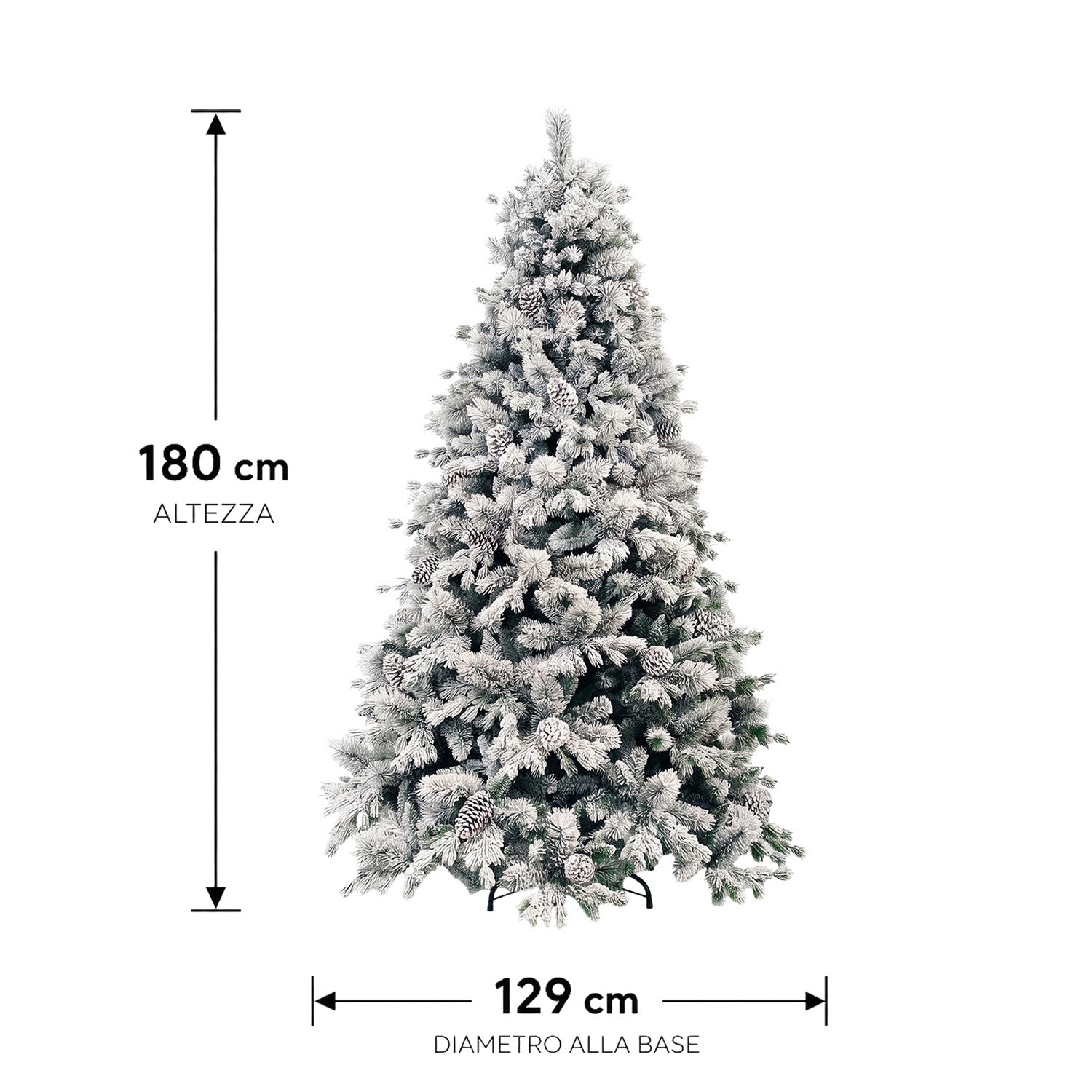 VESTIAMO CASA GRAN NATALE - Albero di Natale Artificiale Innevato Monte Pamir - h180 cm diametro alla base 129 cm