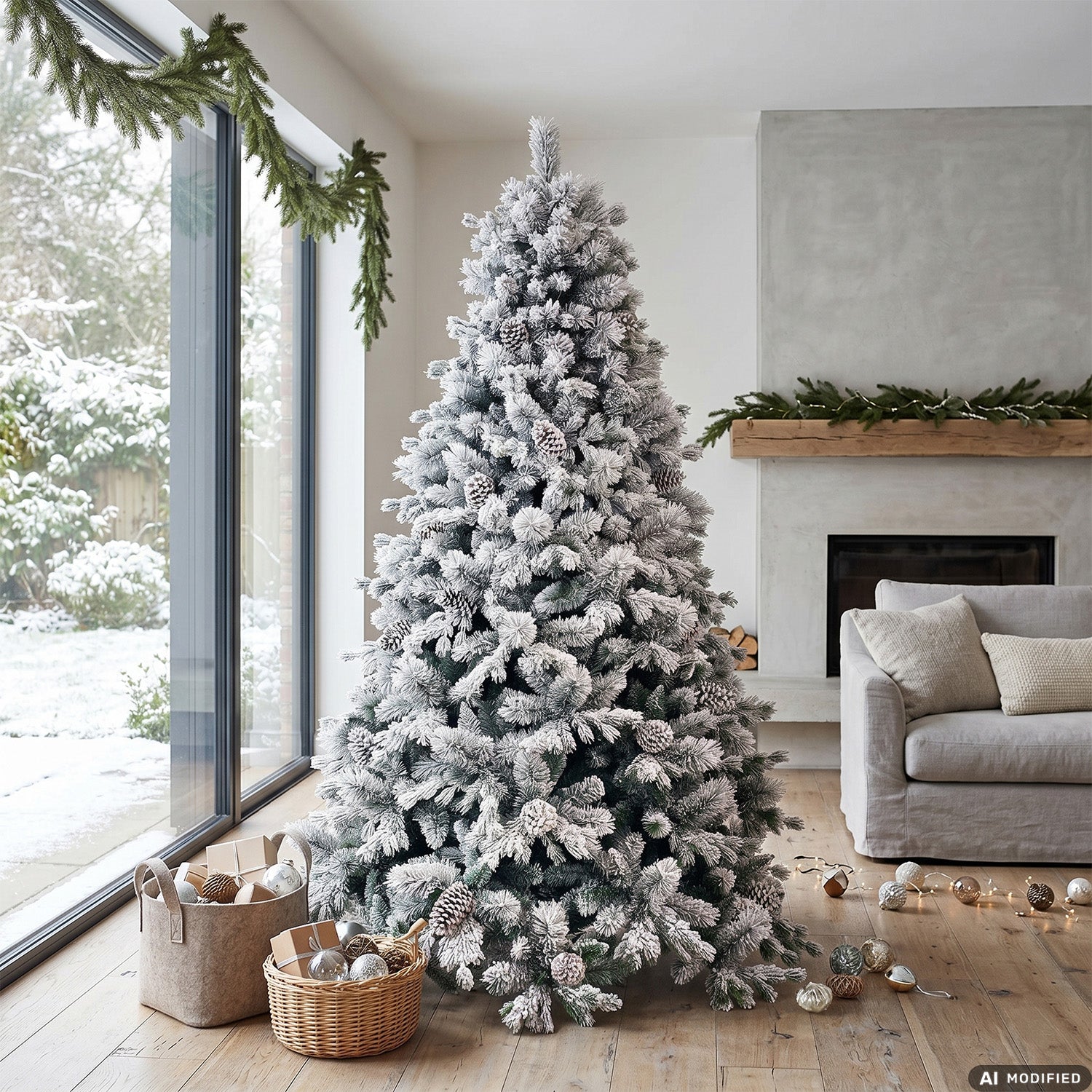 VESTIAMO CASA GRAN NATALE - Albero di Natale Artificiale Innevato Monte Pamir - h210 cm diametro alla base 148 cm