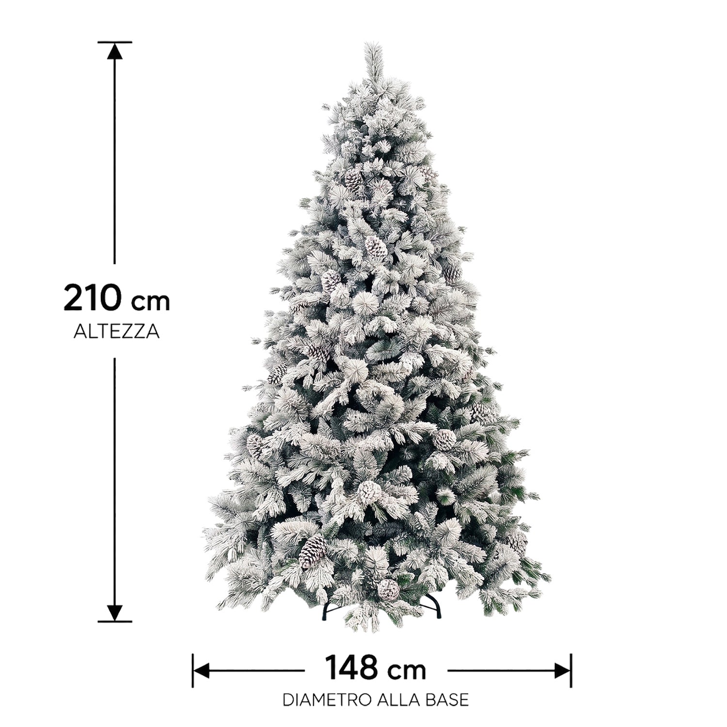VESTIAMO CASA GRAN NATALE - Albero di Natale Artificiale Innevato Monte Pamir - h210 cm diametro alla base 148 cm