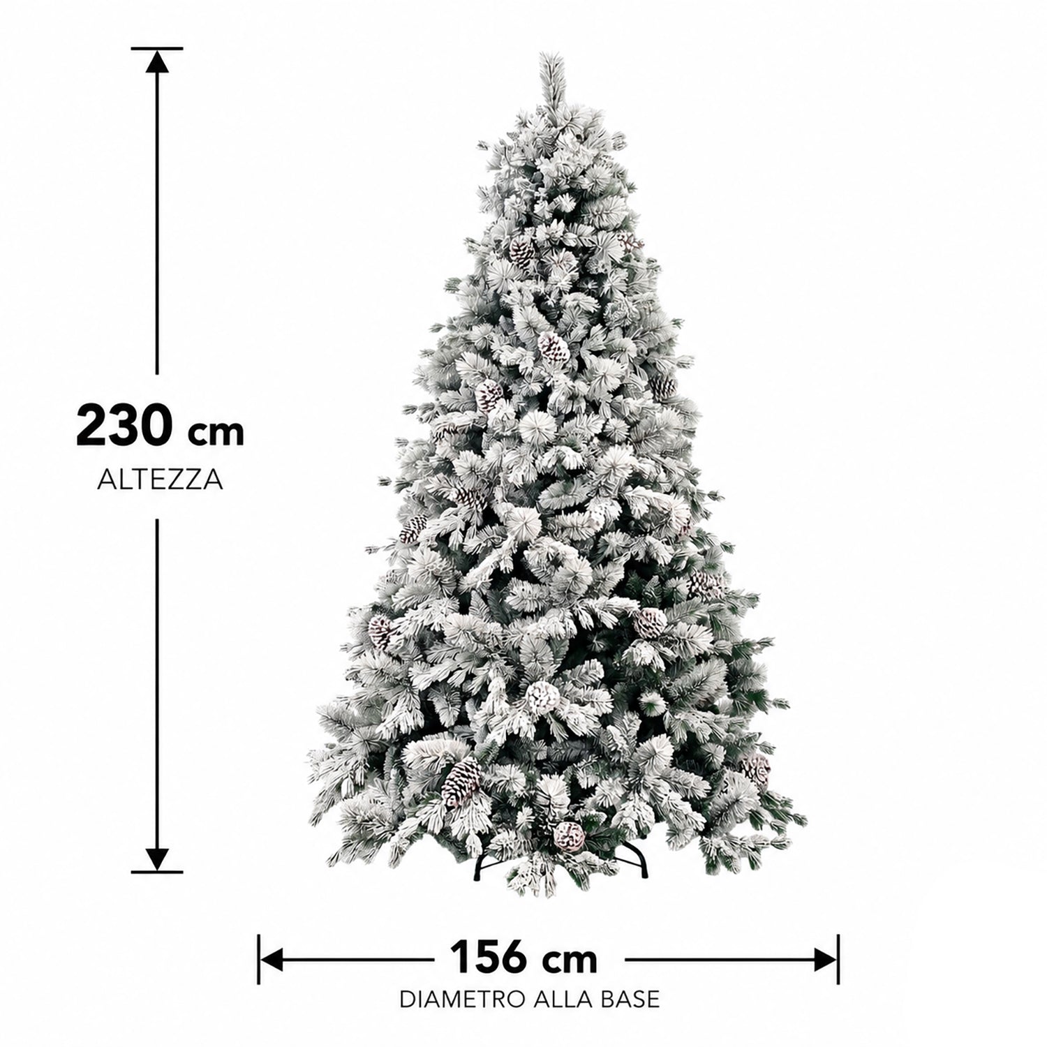VESTIAMO CASA GRAN NATALE - Albero di Natale Artificiale Innevato Monte Pamir - h230 cm diametro alla base 156 cm