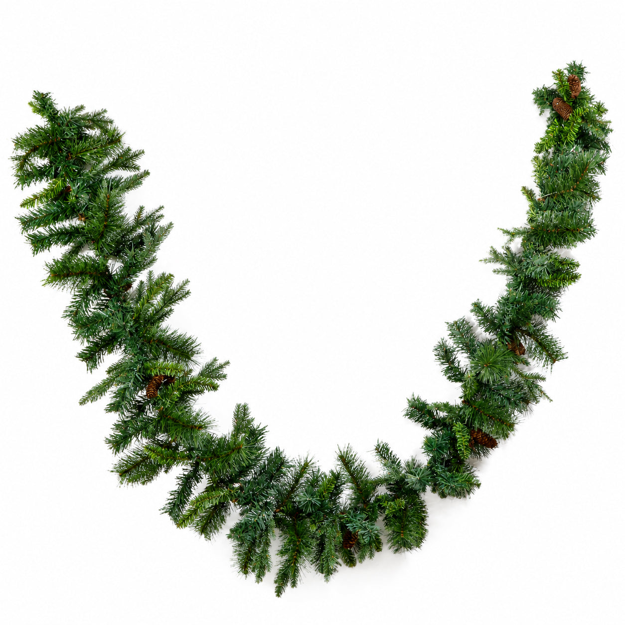 VESTIAMO CASA GRAN NATALE - Ghirlanda Natalizia Artificiale Verde 170 Rami con Pigne Lunghezza 270 cm