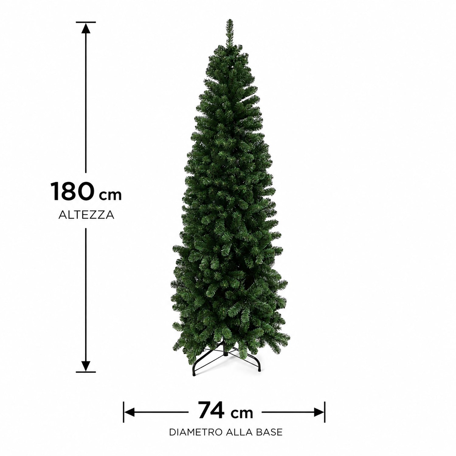 VESTIAMO CASA GRAN NATALE - Albero di Natale Artificiale Slim Elbert - h180 cm diametro alla base 74 cm