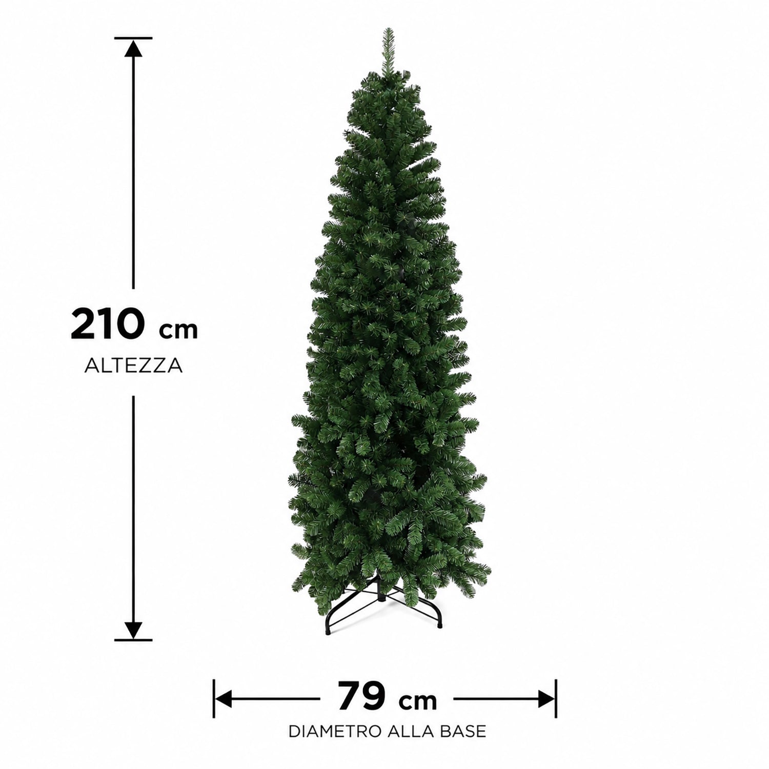 VESTIAMO CASA GRAN NATALE - Albero di Natale Artificiale Slim Elbert - h210 cm diametro alla base 79 cm