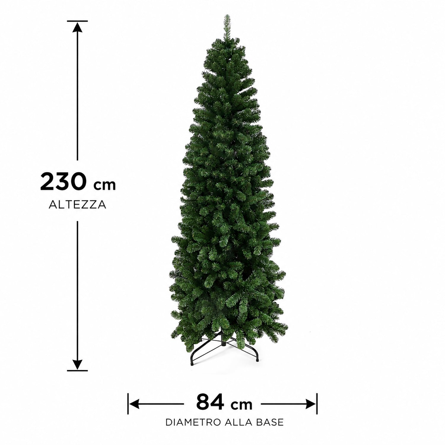 VESTIAMO CASA GRAN NATALE - Albero di Natale Artificiale Slim Elbert - h230 cm diametro alla base 84 cm