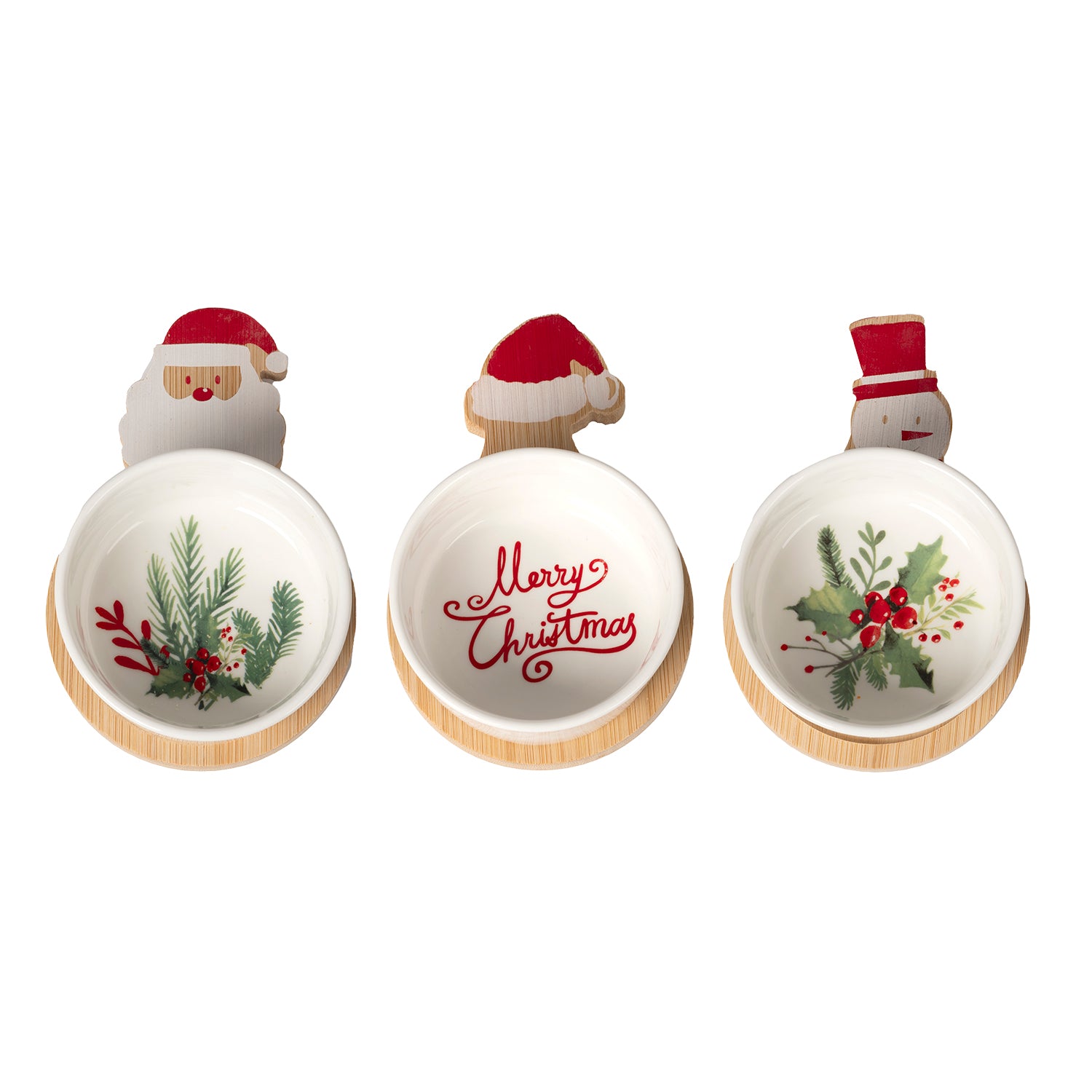 VESTIAMO CASA GRAN NATALE - Antipastiera Natalizia con base in bamboo - set 3 pezzi