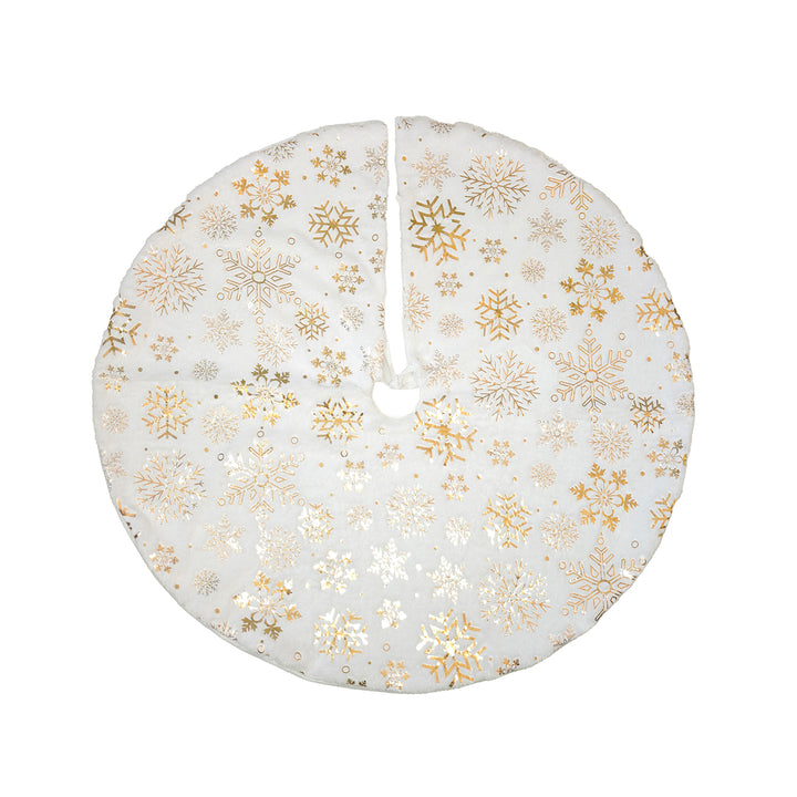 VESTIAMO CASA GRAN NATALE - Copribase Albero Natale Bianco Oro diametro 90 cm