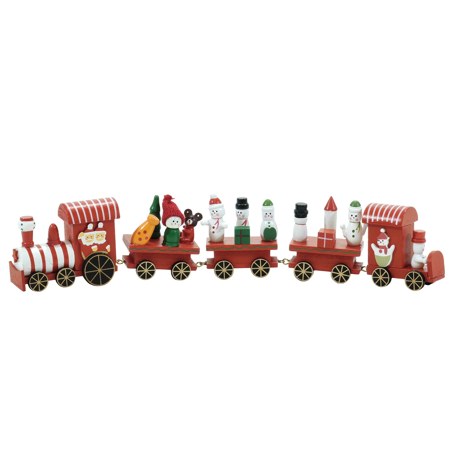 VESTIAMO CASA GRAN NATALE - Trenino Natalizio Decorativo in MDF e Legno h8x38,5x3,5 cm