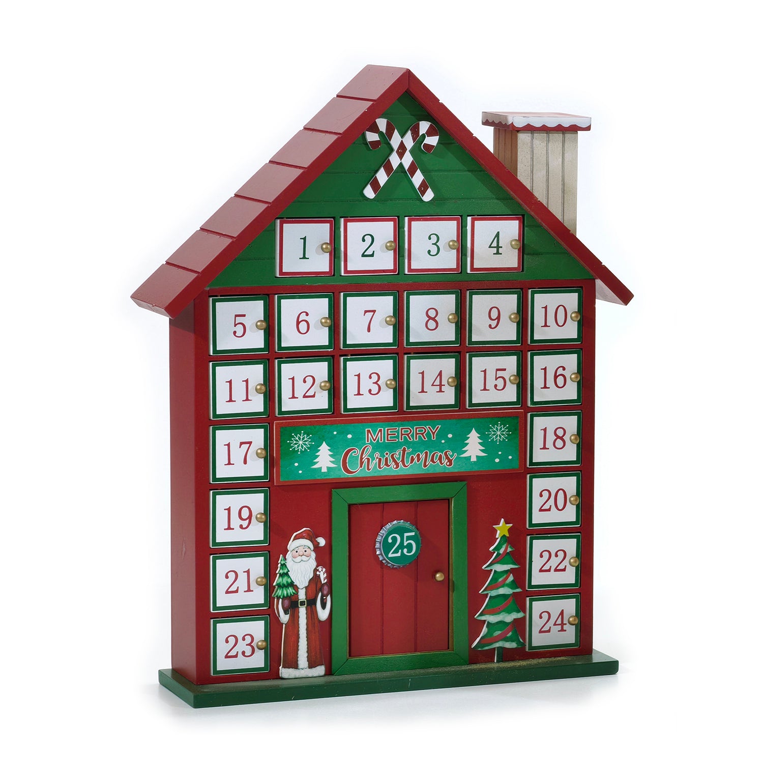 VESTIAMO CASA GRAN NATALE - Calendario dell’Avvento in Legno Casetta h40 cm