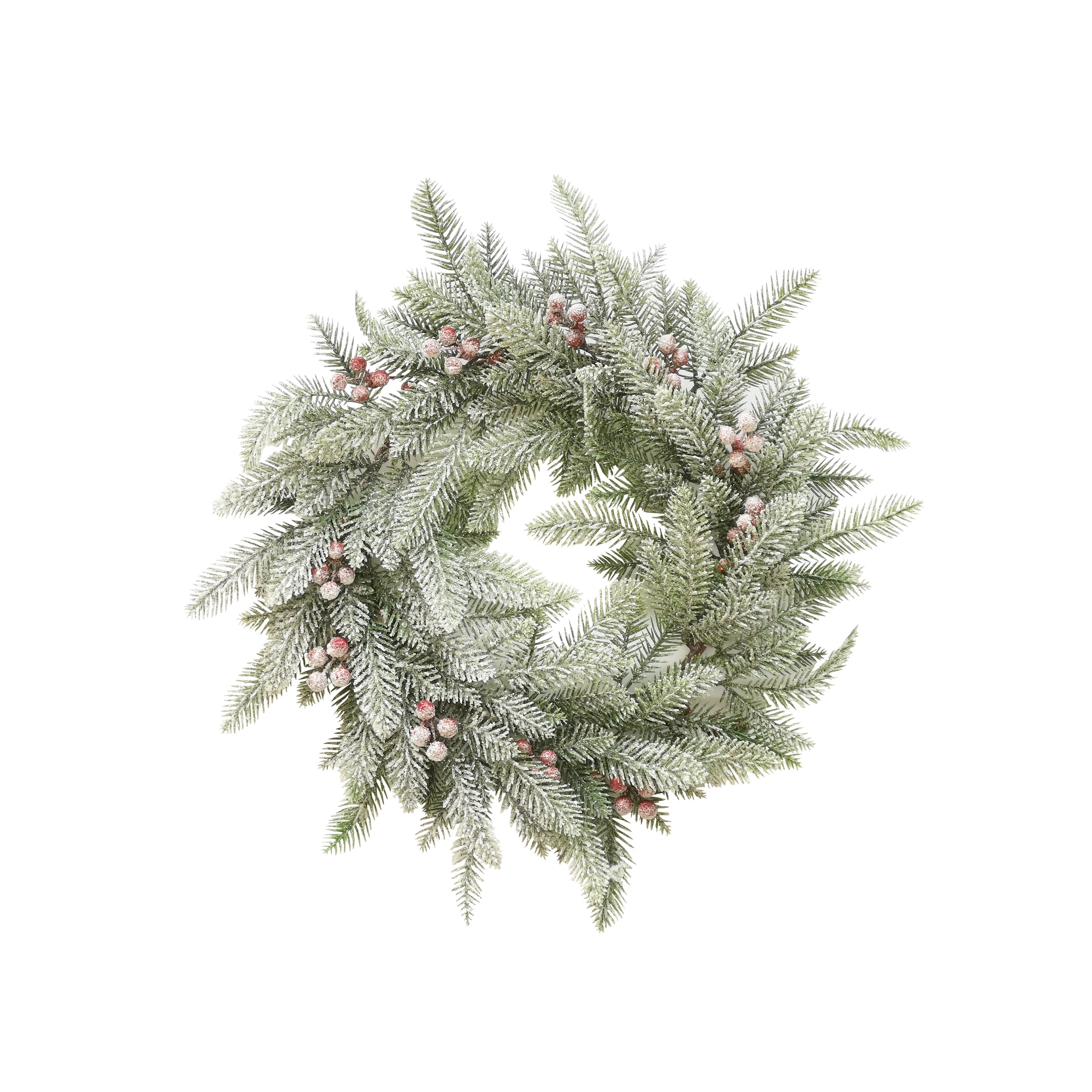 VESTIAMO CASA GRAN NATALE - Ghirlanda Natalizia Artificiale Innevata con Bacche Rosse diametro 50 cm