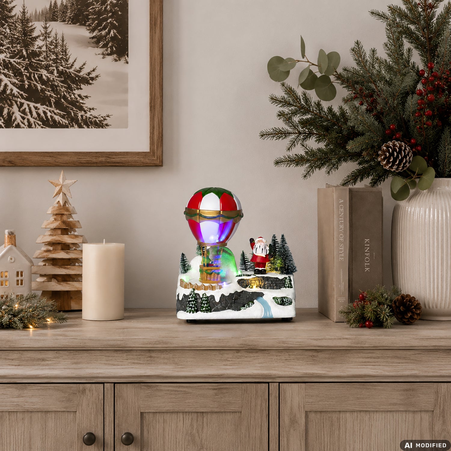 VESTIAMO CASA GRAN NATALE - Mongolfiera Natalizia con Movimento, LED e Musica h19,5 cm