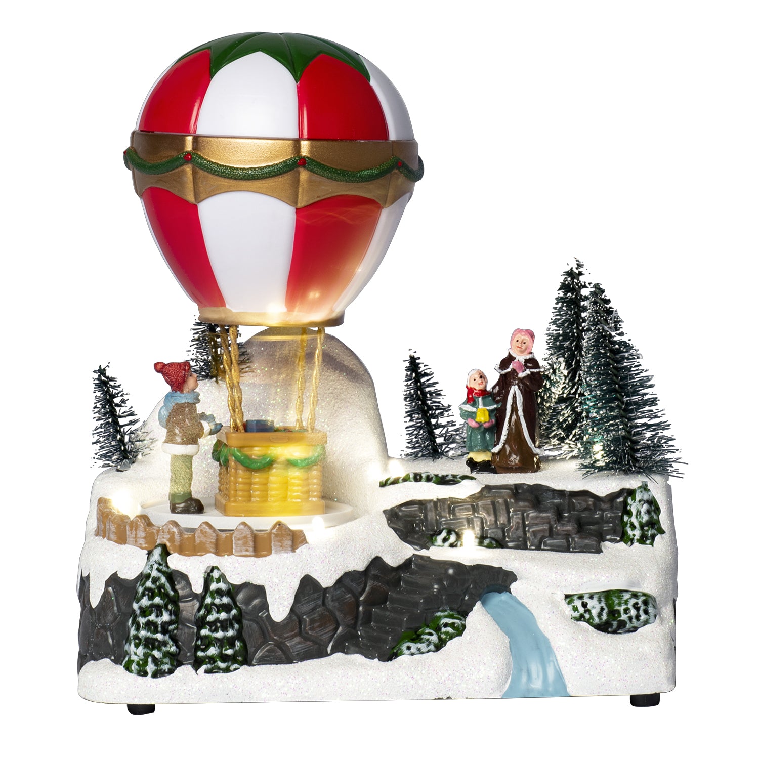VESTIAMO CASA GRAN NATALE - Mongolfiera Natalizia con Movimento, LED e Musica h19,5 cm