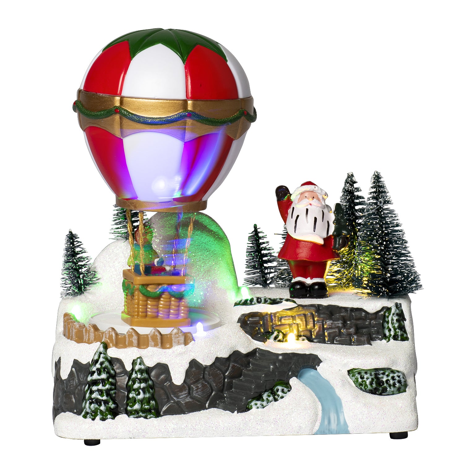 VESTIAMO CASA GRAN NATALE - Mongolfiera Natalizia con Movimento, LED e Musica h19,5 cm
