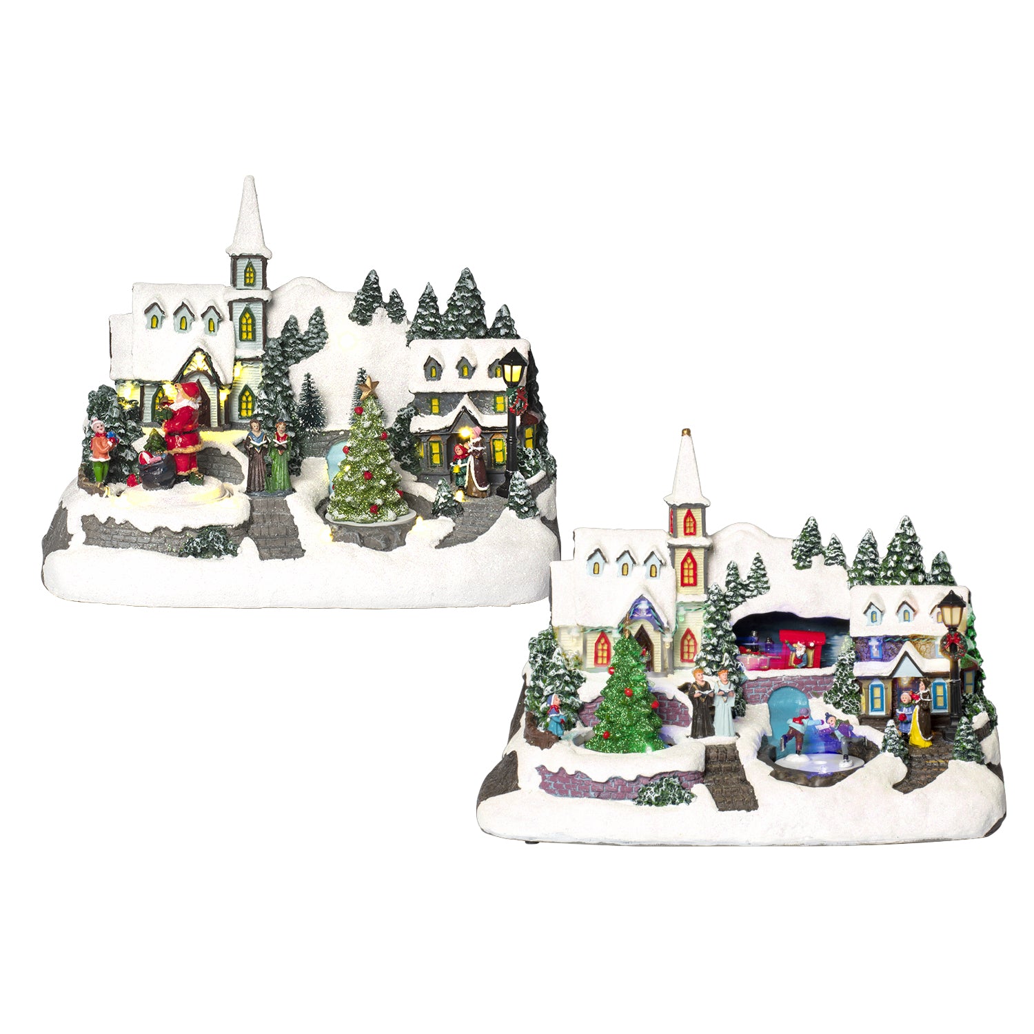 VESTIAMO CASA GRAN NATALE - Villaggio Innevato con Movimento, LED e Musica h24 cm