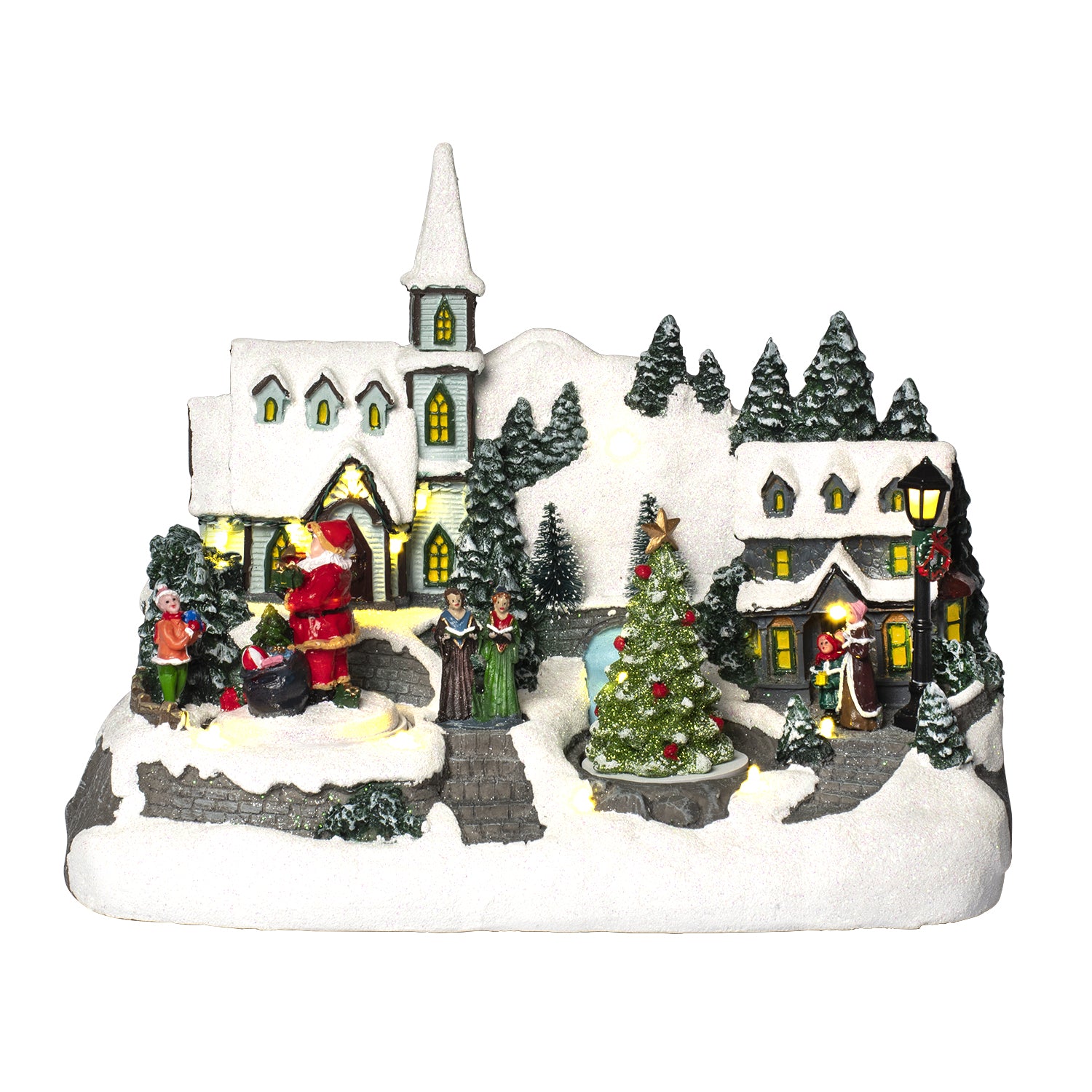 VESTIAMO CASA GRAN NATALE - Villaggio Innevato con Movimento, LED e Musica h24 cm