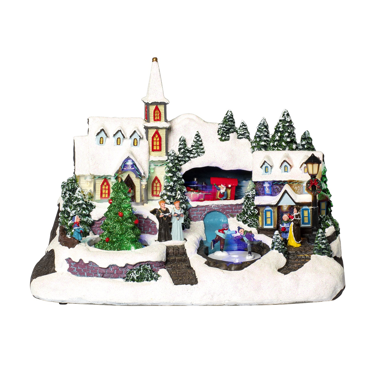 VESTIAMO CASA GRAN NATALE - Villaggio Innevato con Movimento, LED e Musica h24 cm