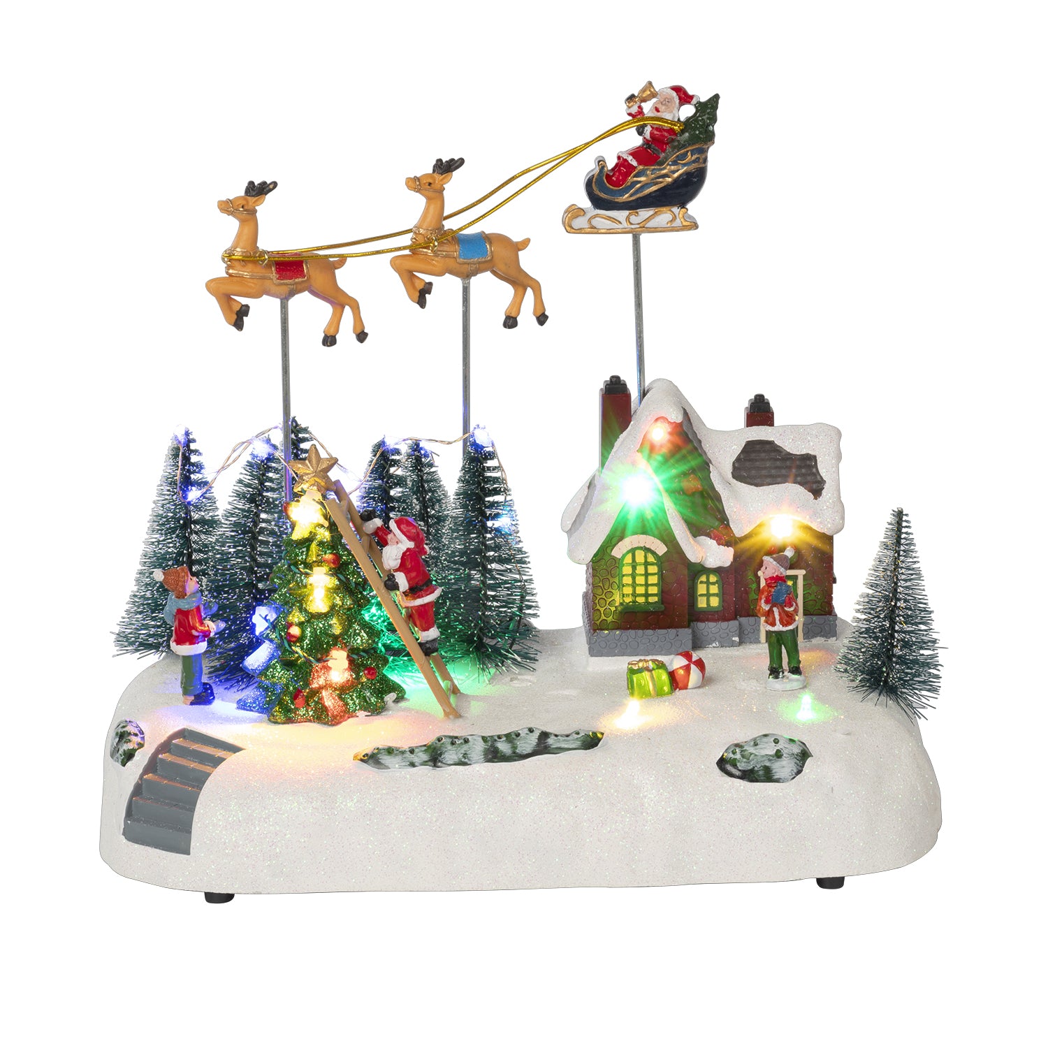 VESTIAMO CASA GRAN NATALE - Casa Natalizia nel Bosco luminosa con musica h23x25,5x16 cm