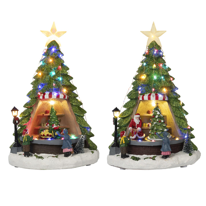 VESTIAMO CASA GRAN NATALE - Albero di Natale con Babbo Natale Luminoso Musicale - h34 cm diametro 32 cm