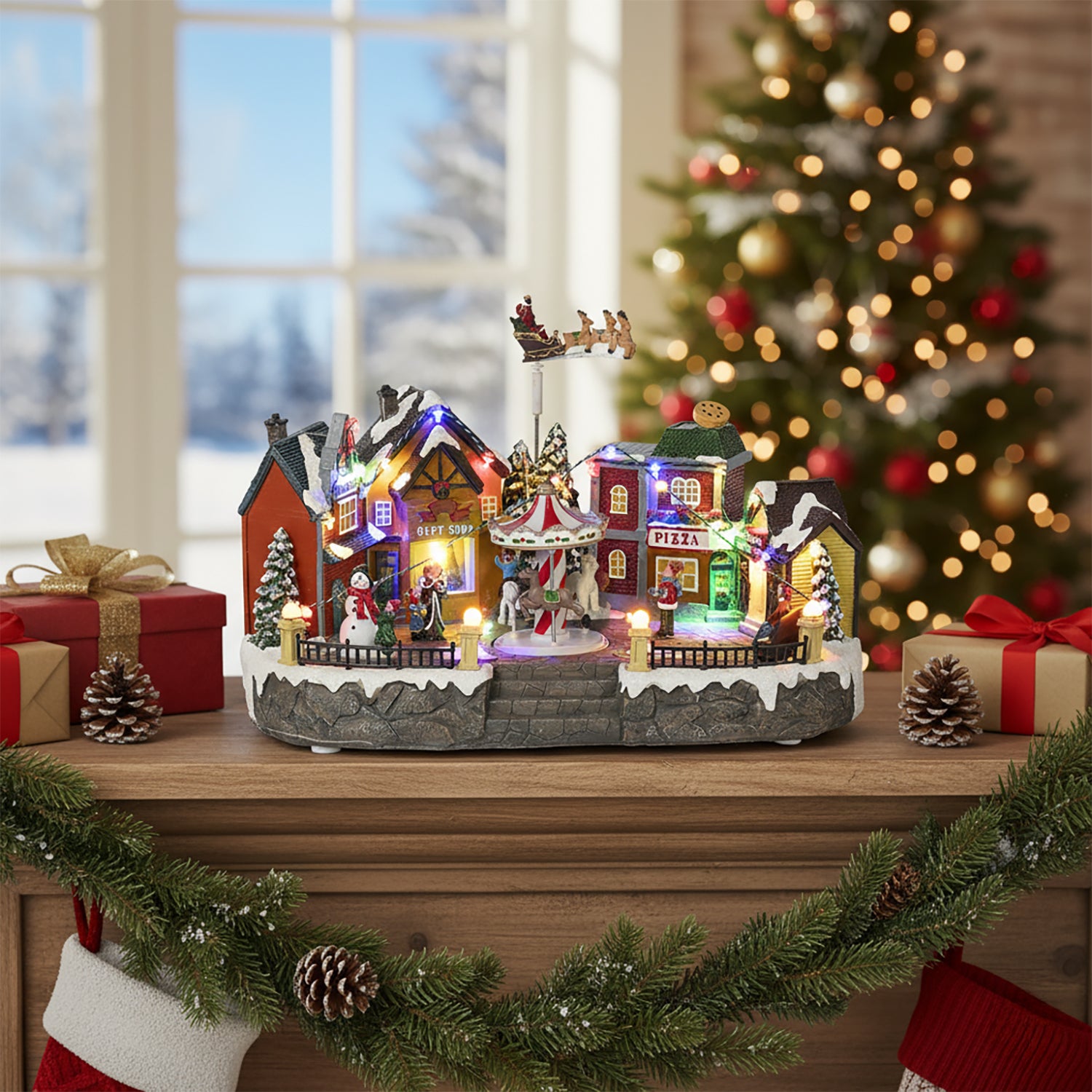 VESTIAMO CASA GRAN NATALE - Villaggio natalizio luminoso con musica h19x35x19 cm