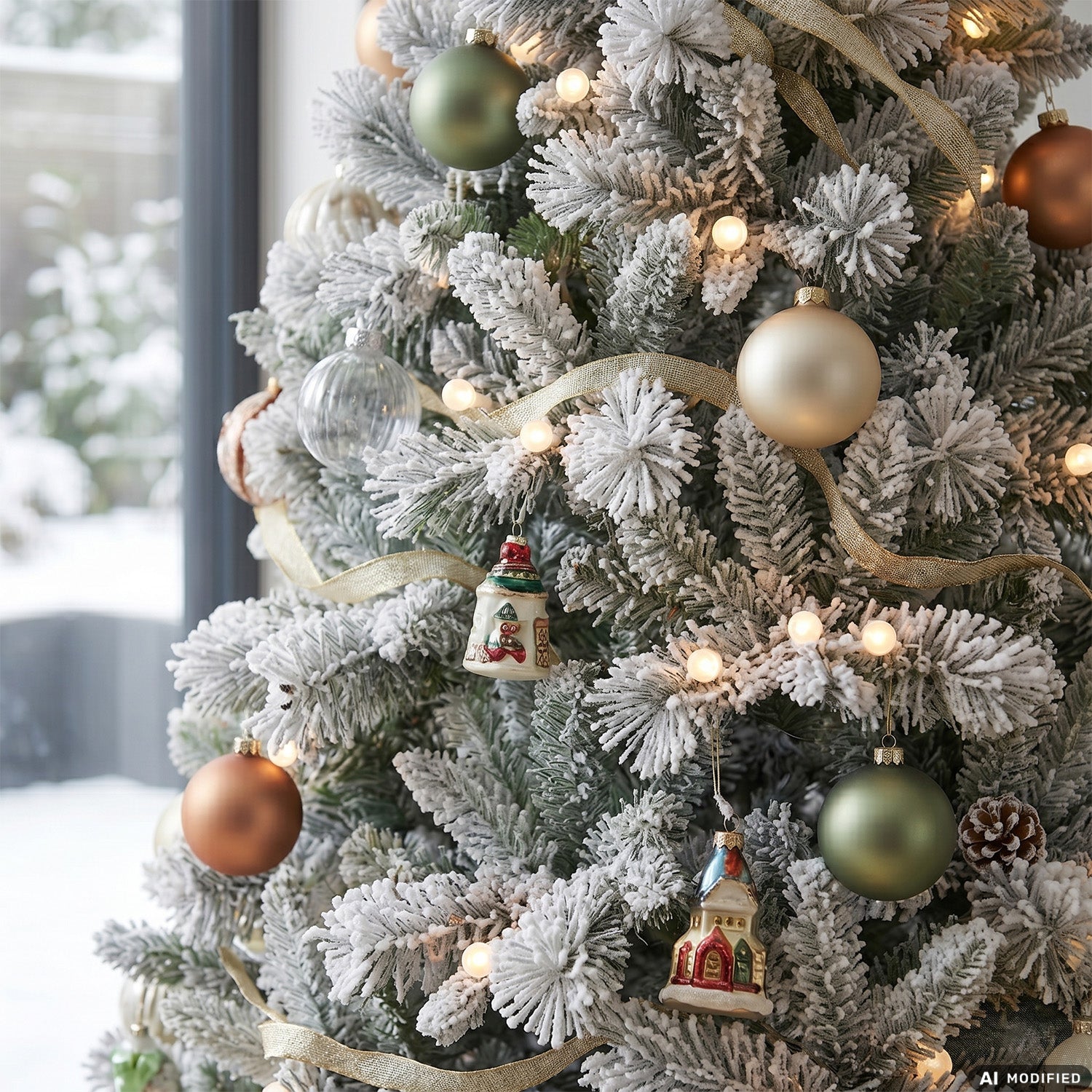 DICTROLUX - Albero di Natale Luminoso Frost Innevato 300 LED Bianco Caldo - h210 cm diametro alla base 130 cm
