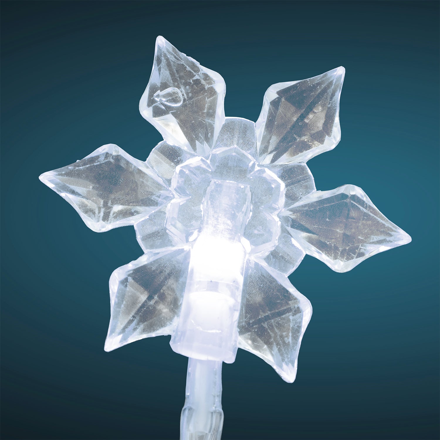 DICTROLUX - Catena Luminosa 20 LED Fiocchi di Neve Bianco Freddo a Batterie Lunghezza 190 cm