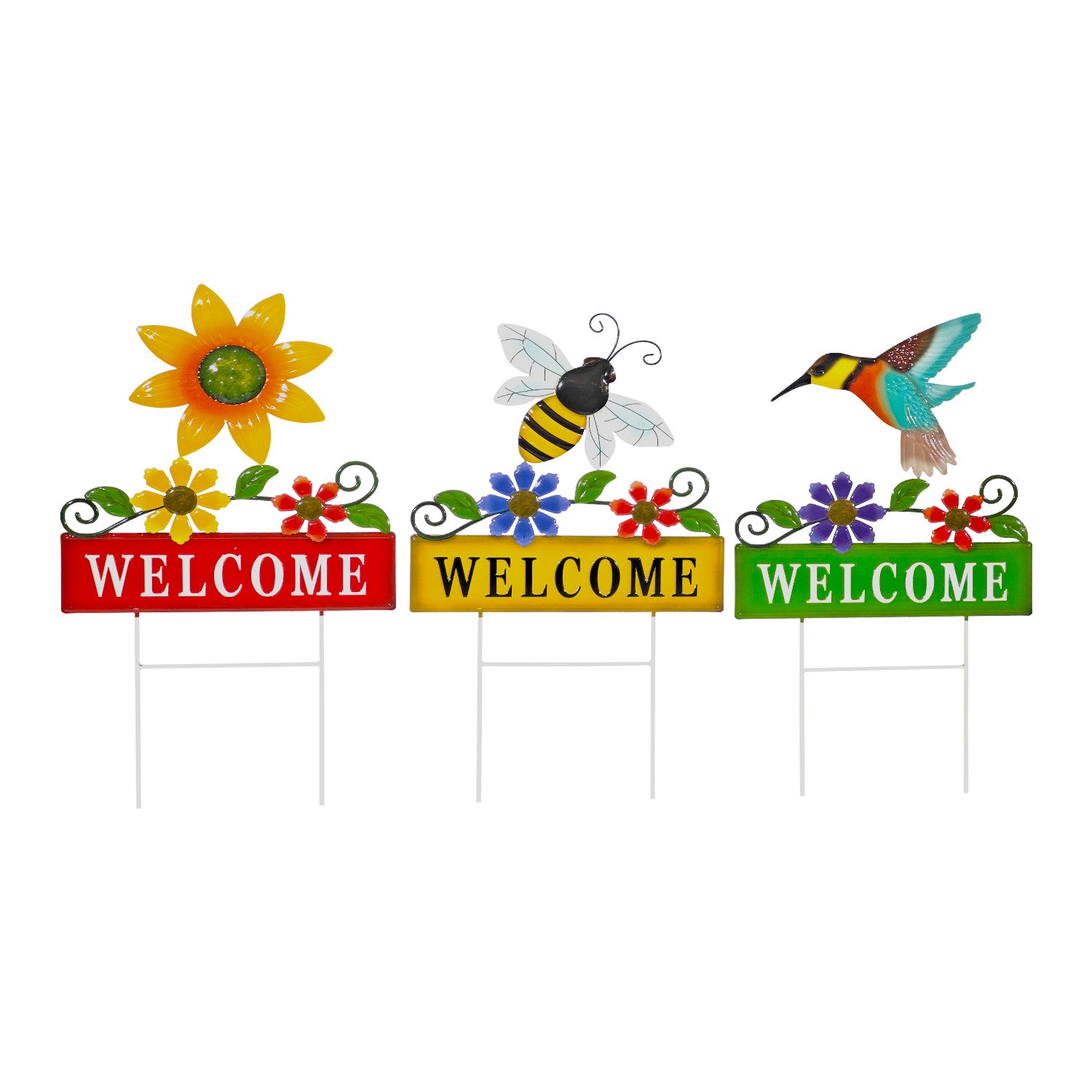VESTIAMO CASA GIARDINO - Decorazione da Giardino Welcome Multicolore in Metallo h55 cm