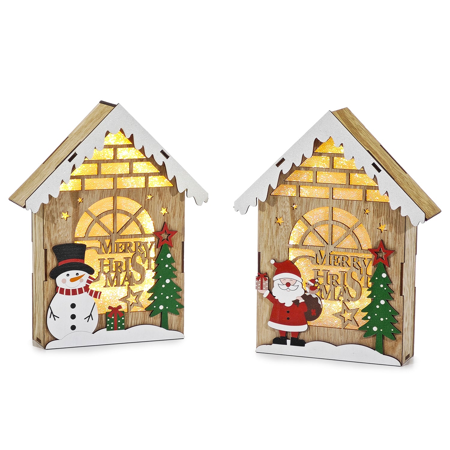 VESTIAMO CASA GRAN NATALE - Casetta Natalizia Luminosa con 30 LED Bianco Caldo h23 cm